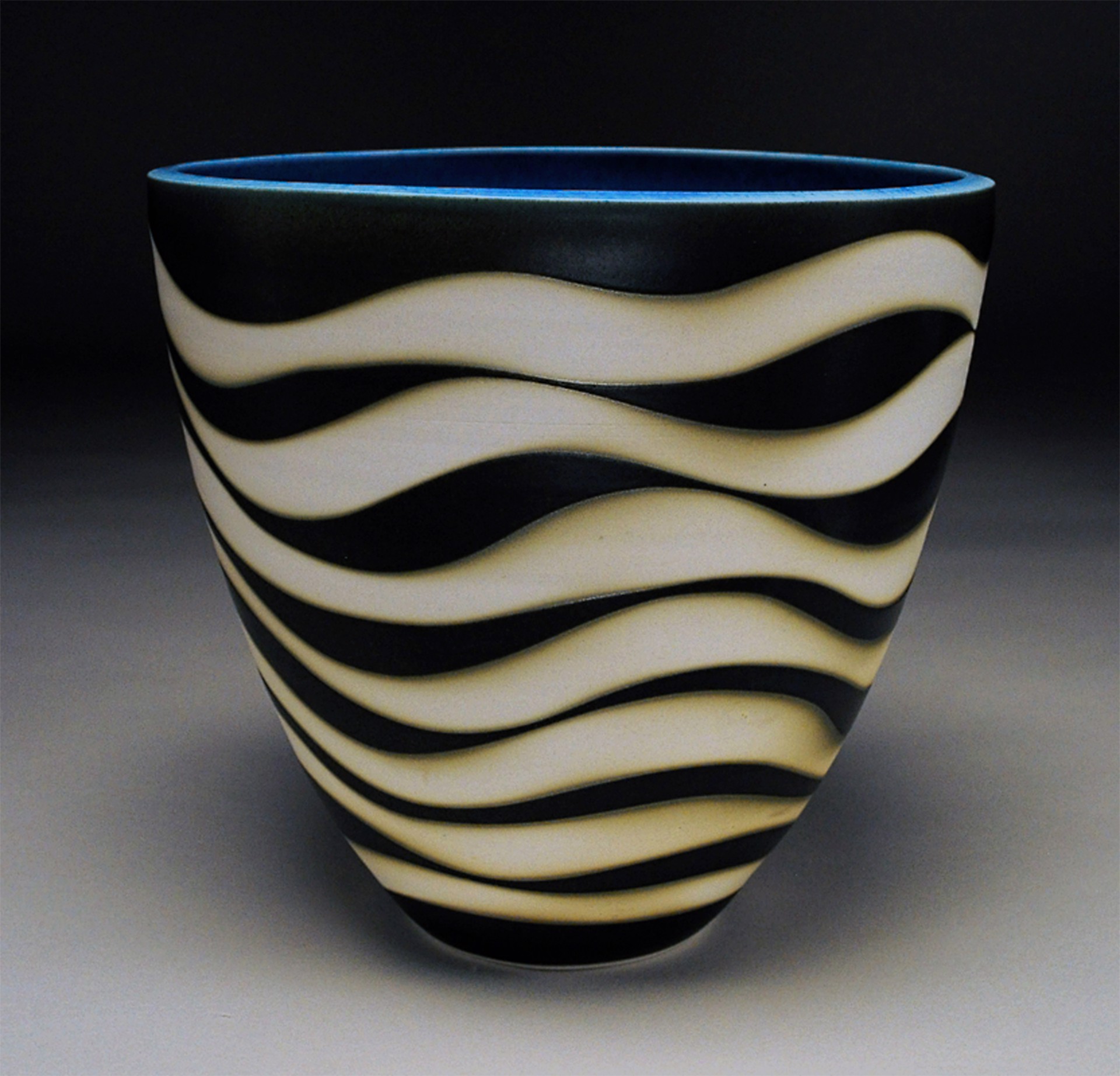 #176, Tall Bowl wavy bands by N B