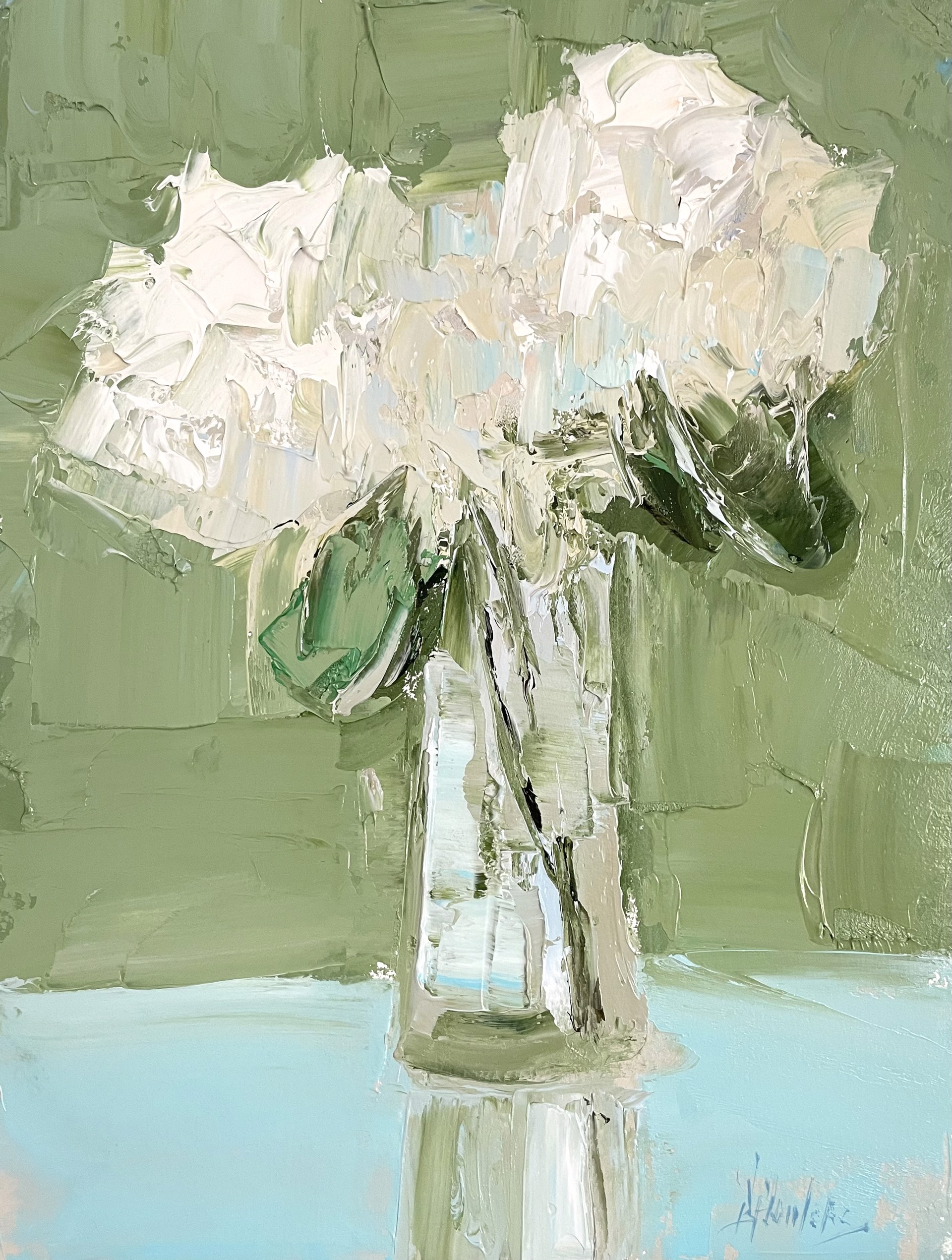 White Hydrangeas, Green Room by Barbara Flowers