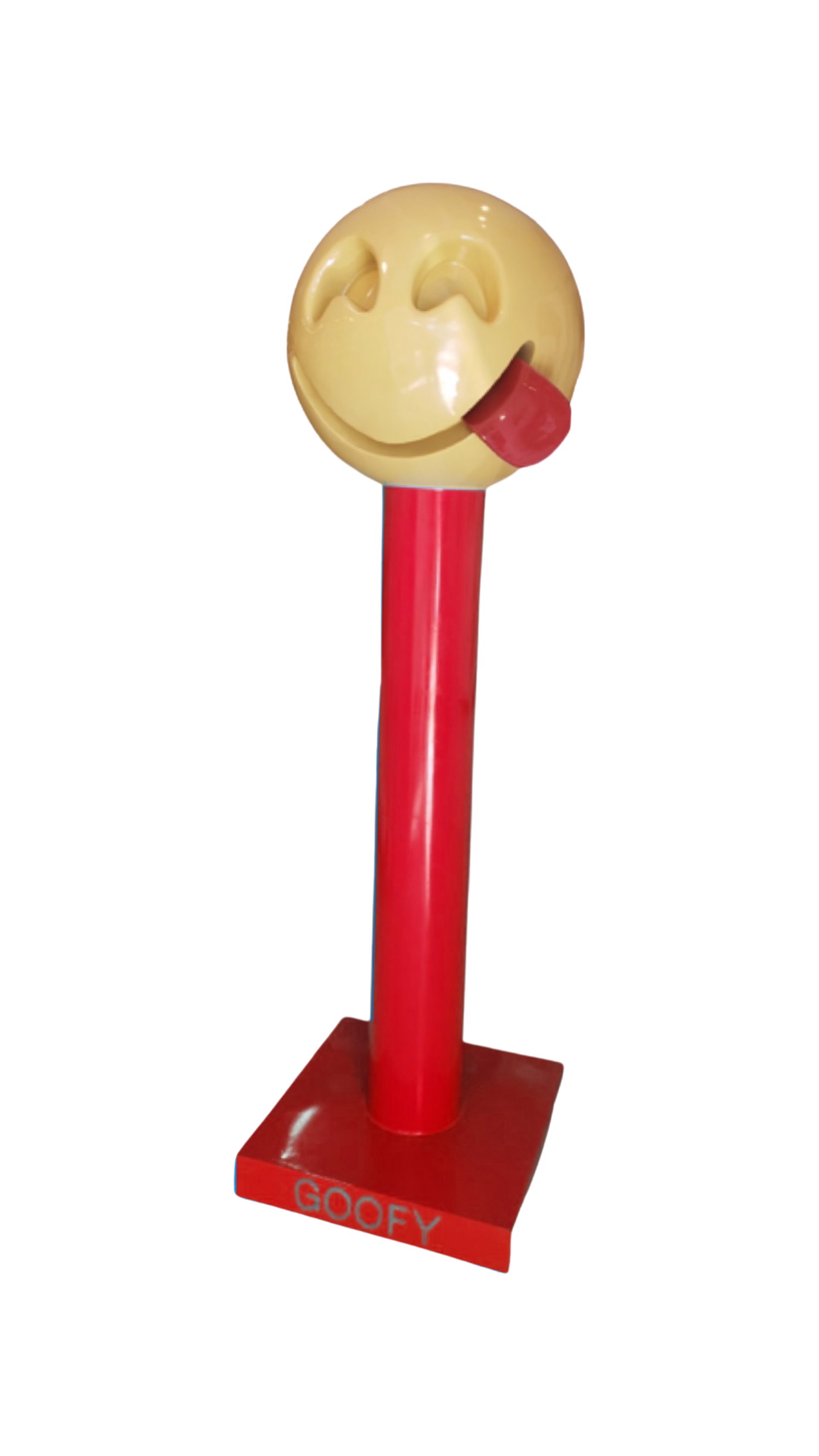 Custom "Goofy" with Red Pillar by Emoji Stainless Steel Sculptures by Elena Bulatova