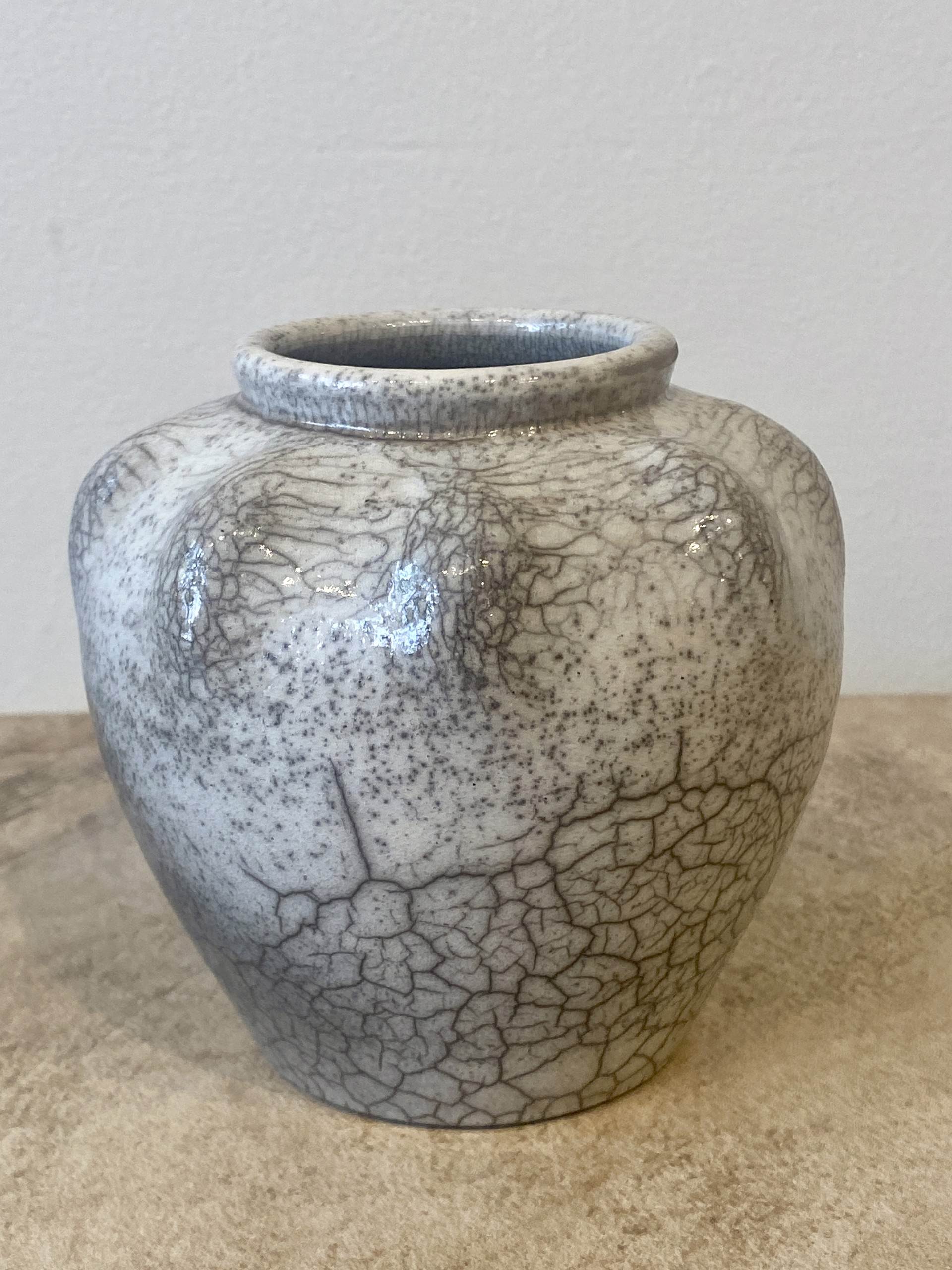Knotted White Crackle Vase- Small SB23-44 by Silas Bradley