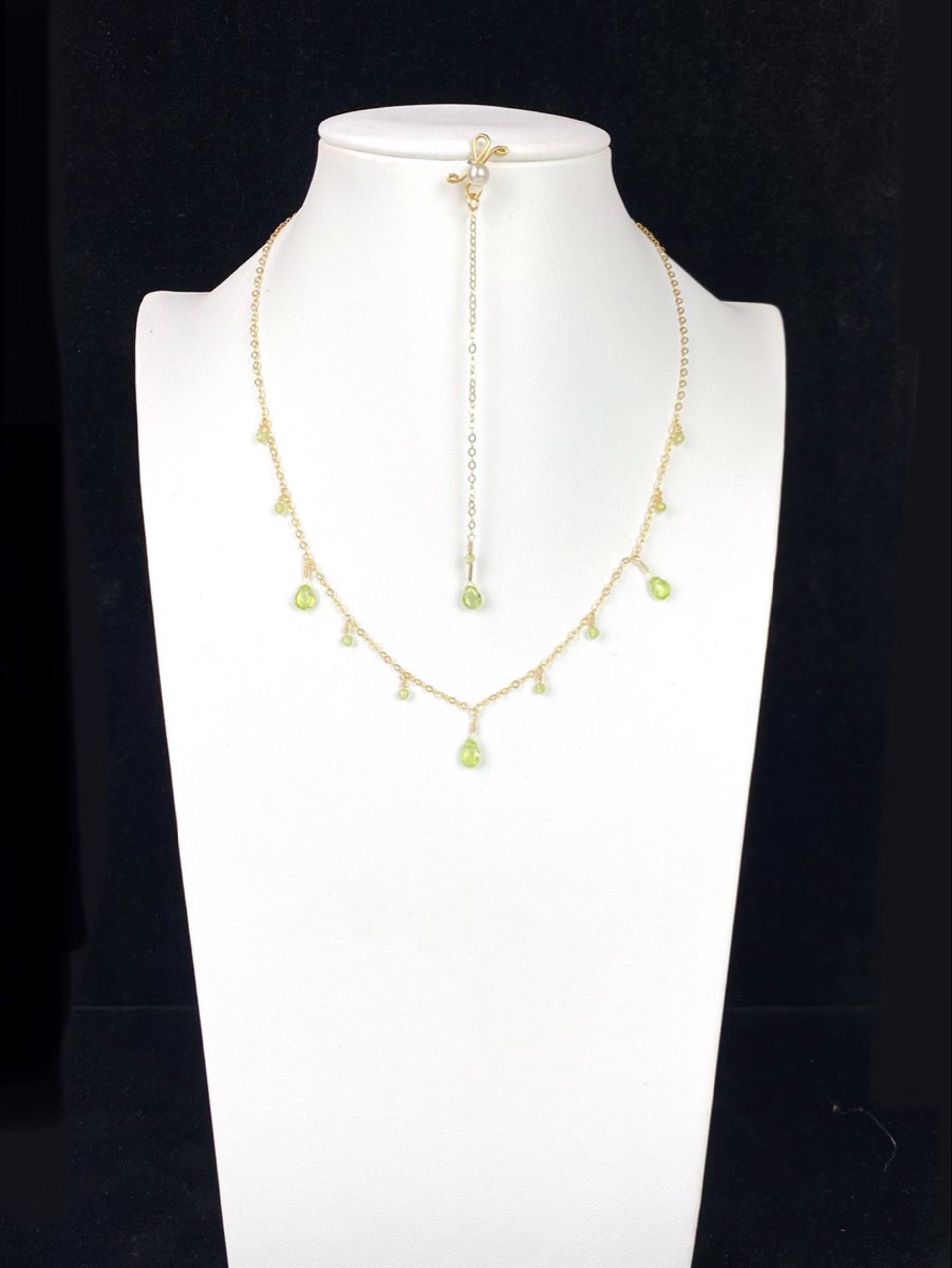 Pear Briolette and 14K GF Necklace and Peridot Infinity Pendant by Lisa Kelley