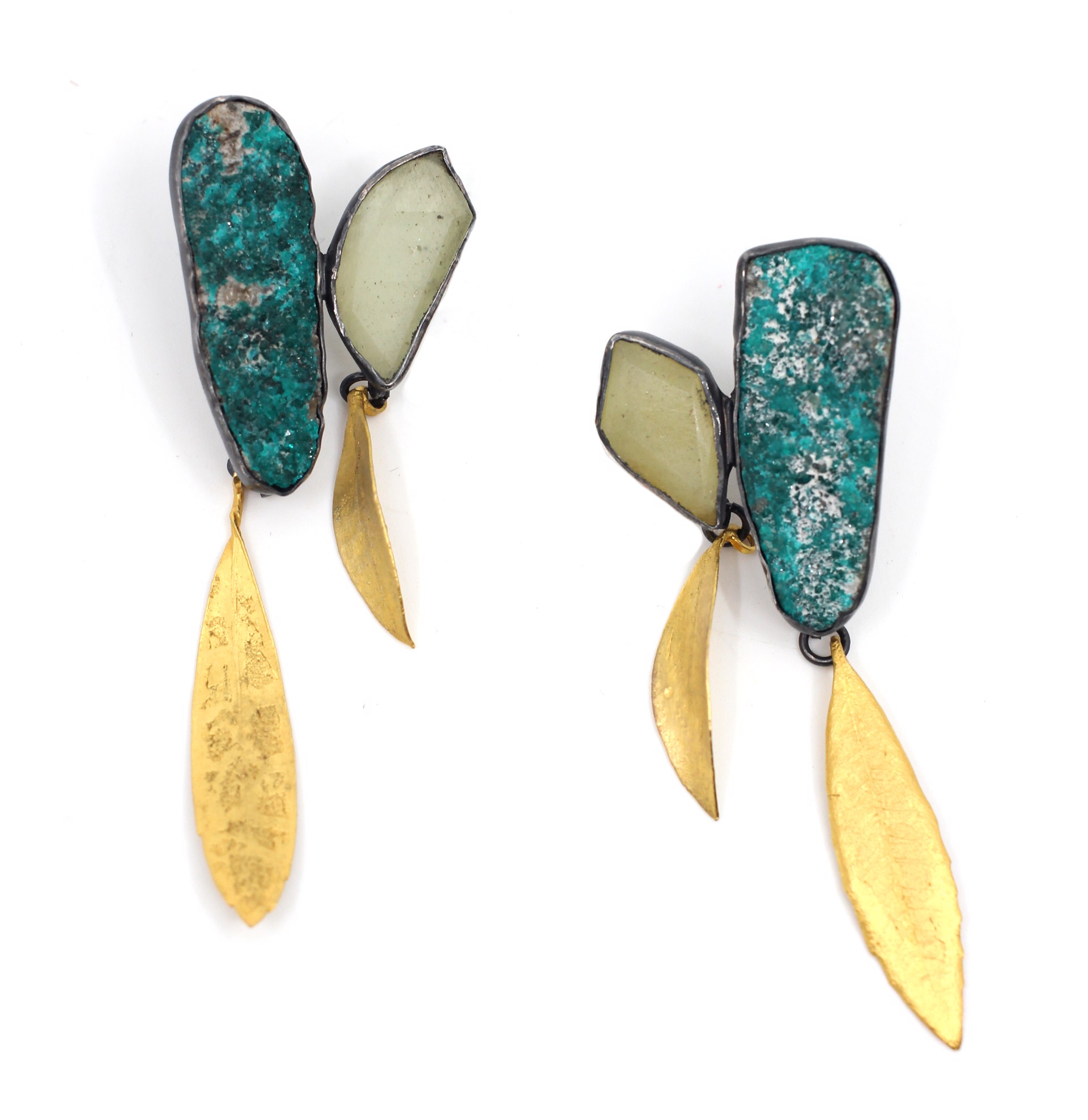 Diopside & Sapphire Earrings by Anna Johnson