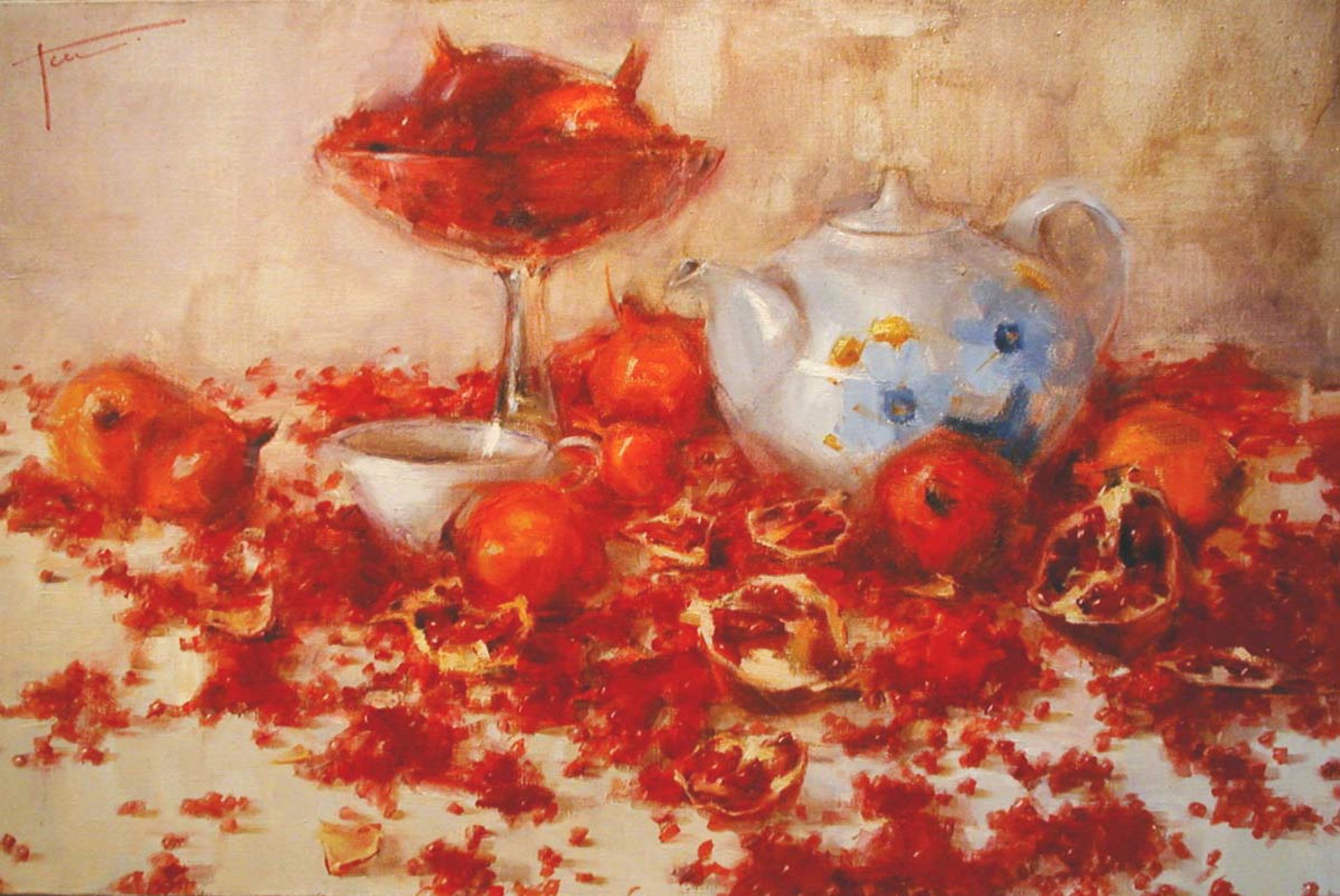 Teapot with Pomegranates by Yana Golubyatnikova