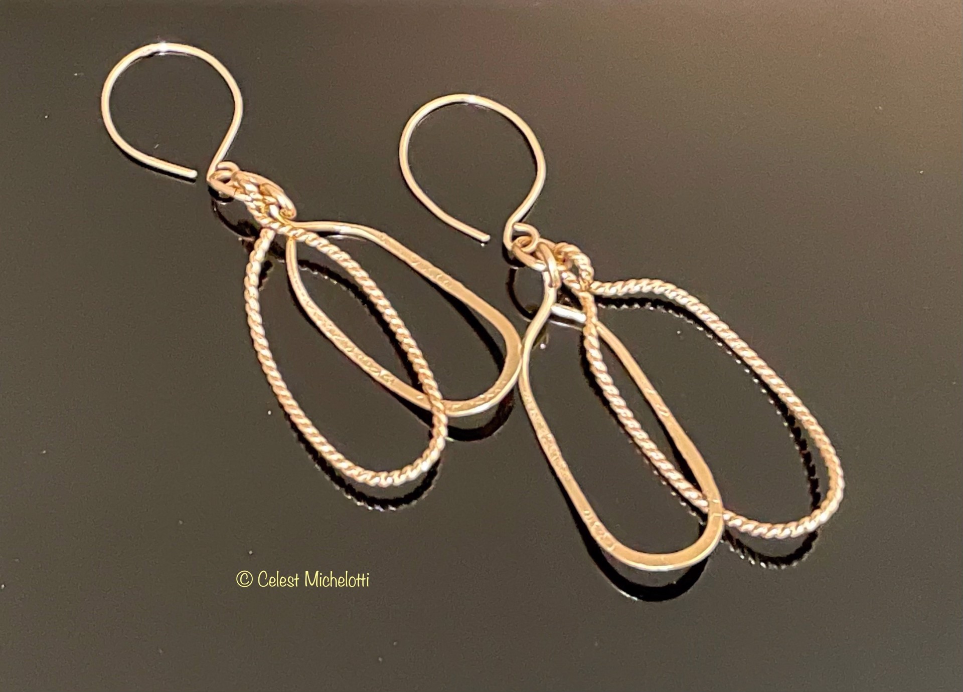 Soft Rectangles Earrings, 1.25 in., Double Drop, 14K Gold Filled, Sterling by Celest Michelotti