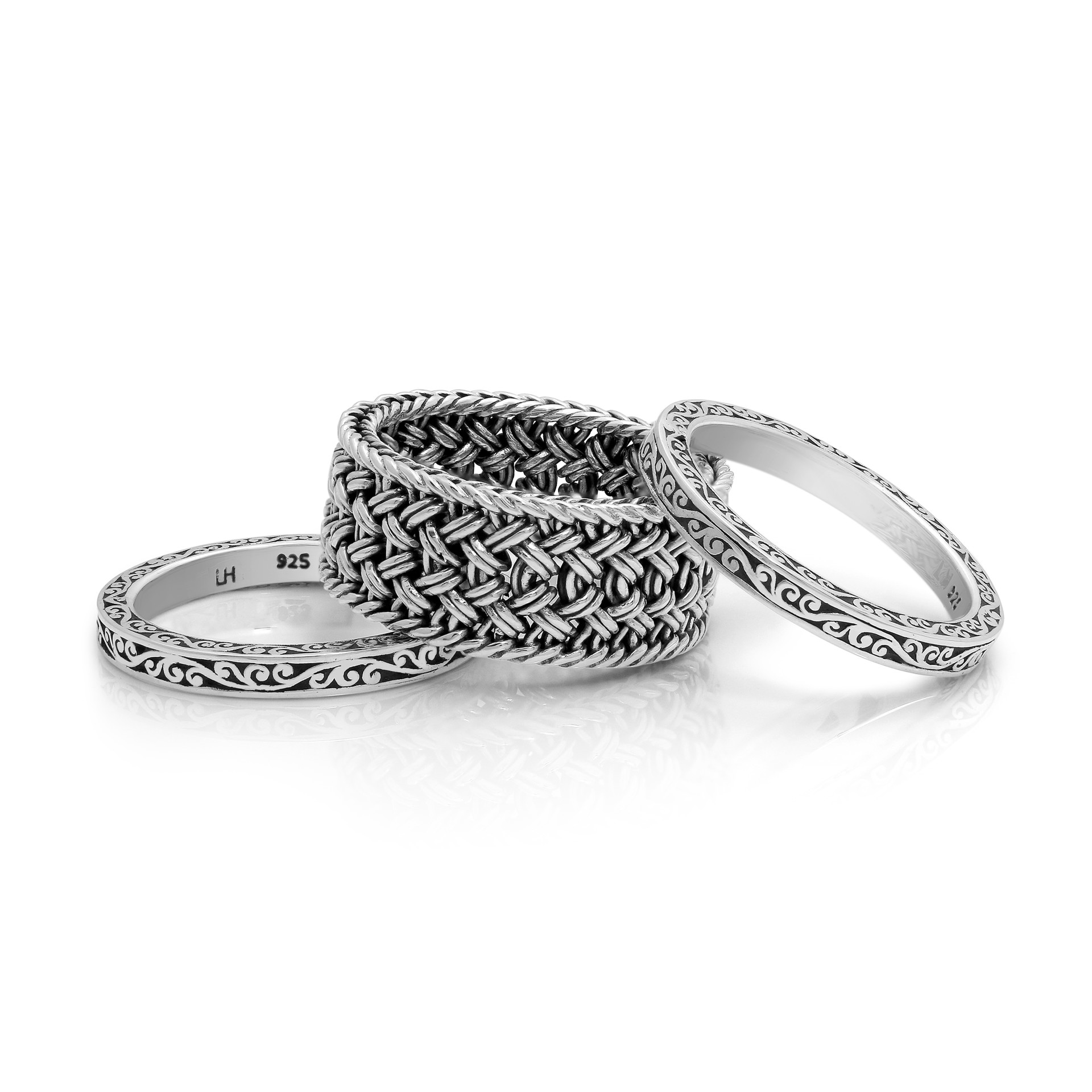 9755 Sterling Silver Stackable Rings Set of 3 by Lois Hill