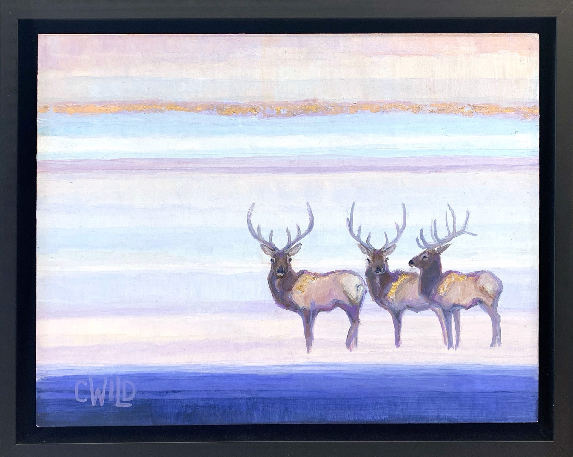 A Contemporary Painting Of Elk With Pastel Purples Available At Gallery Wild
