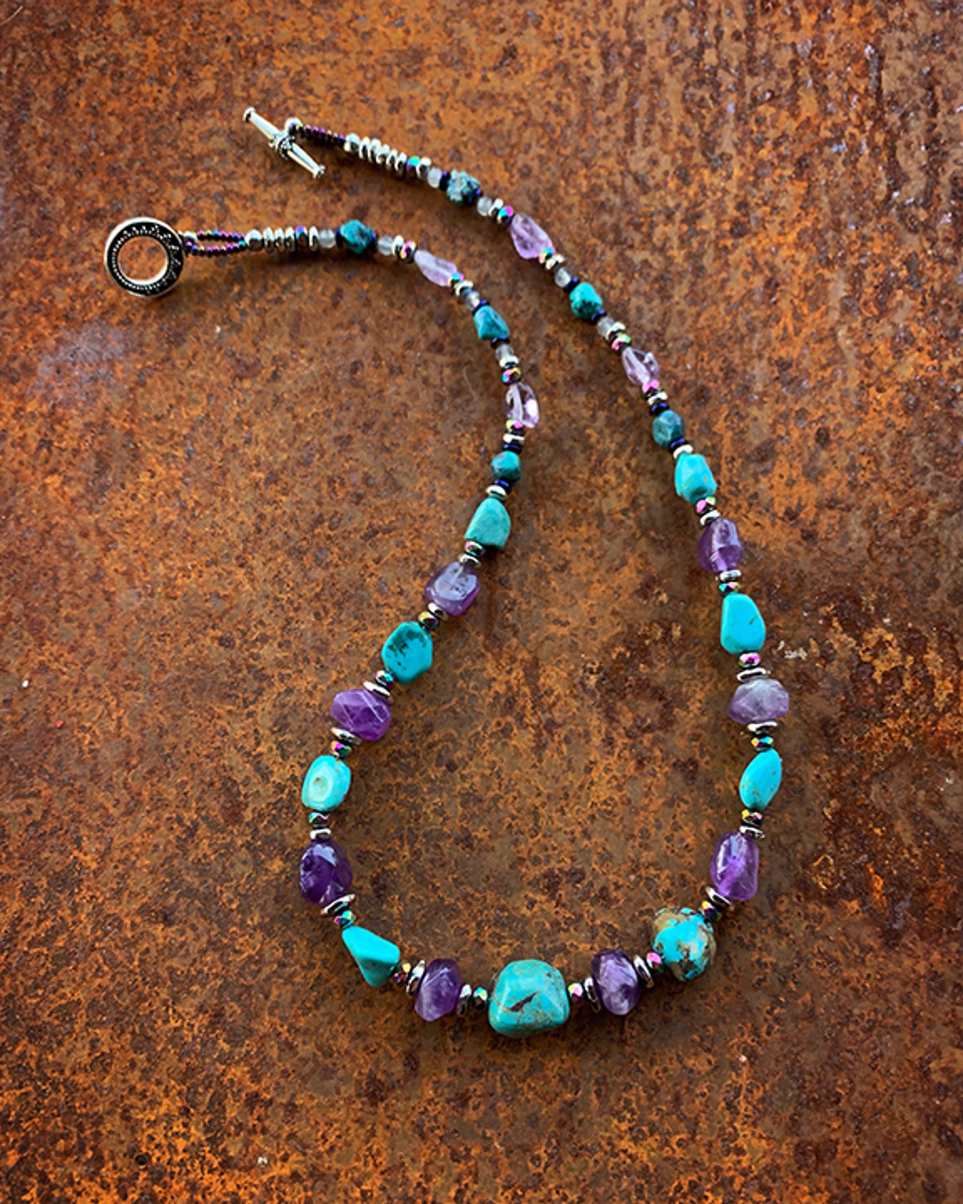 731	Turquoise and Amethyst Necklace by Kelly Ormsby