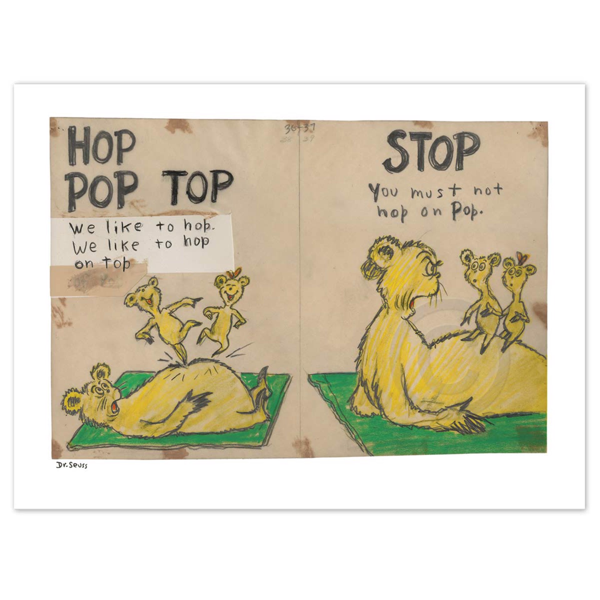 Hop Pop Top (Diptych) by Dr. Seuss