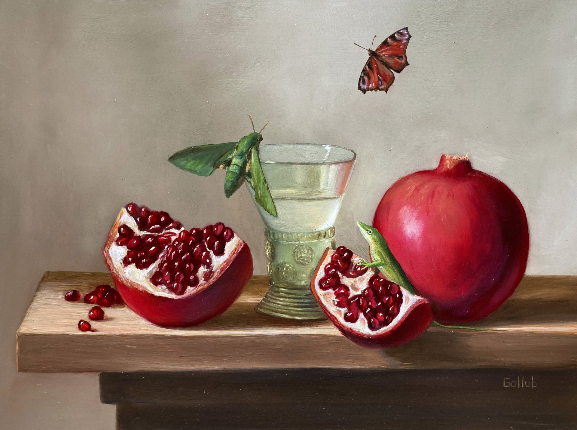 Pomegranates and Green Glass by Frankie Gollub