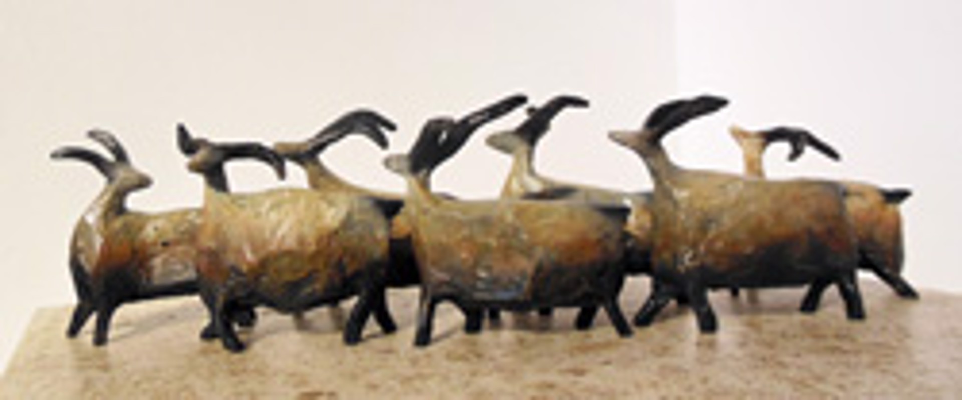 Roaming herd(white patina) 7 sheep set by Jill Shwaiko