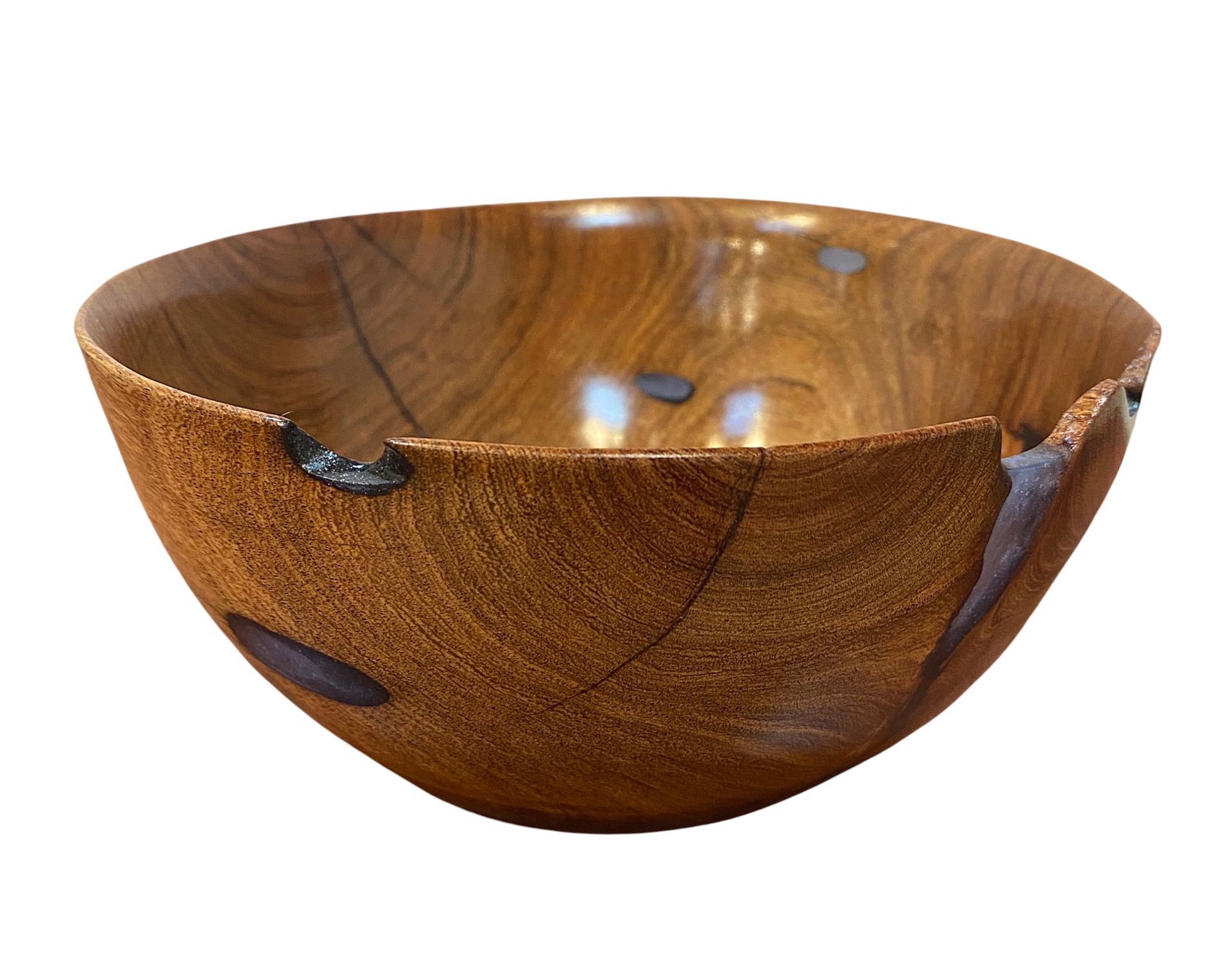 Bowl - Mesquite with Blue Resin by Jim Scott