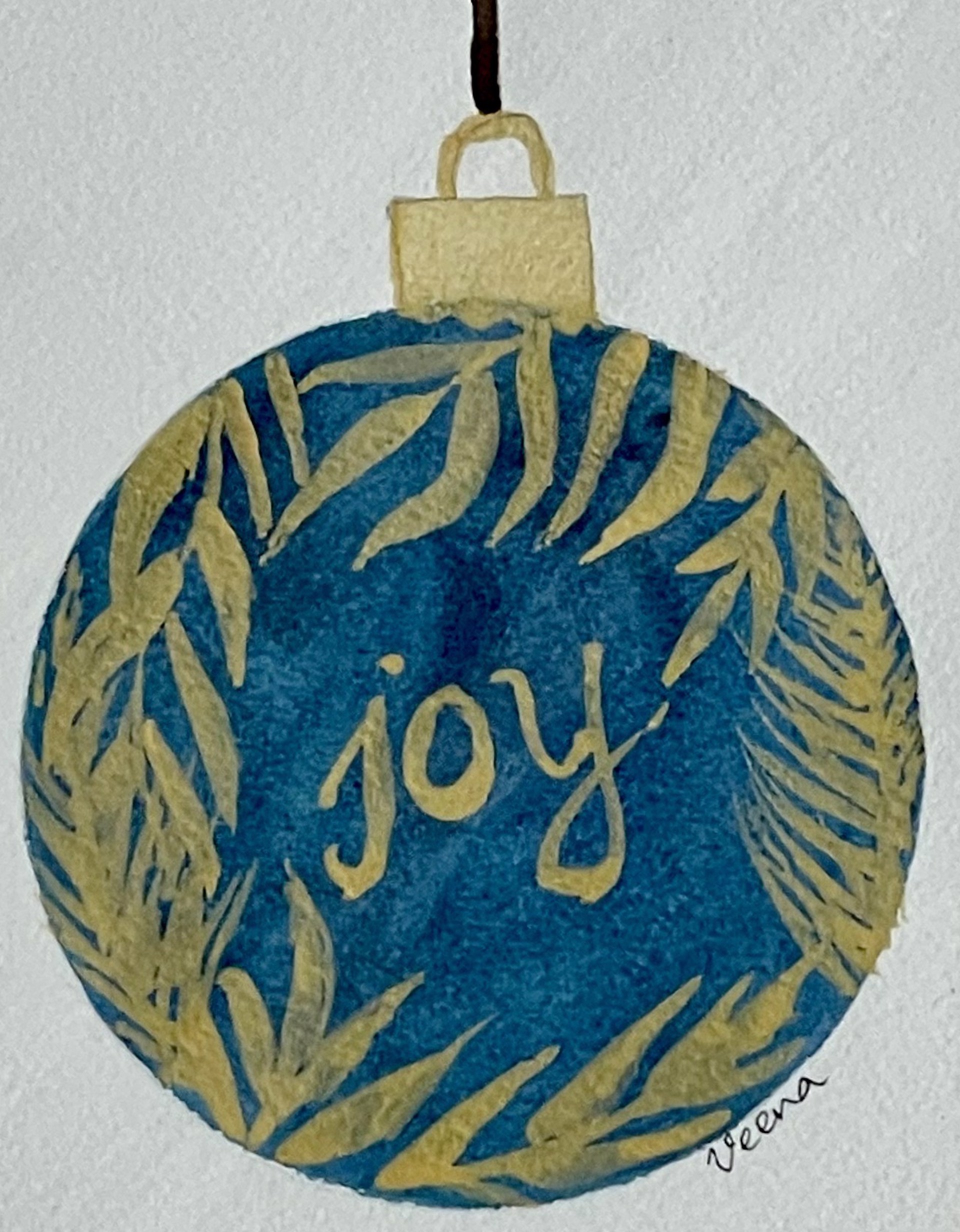 Green & Gold Joy Ornament by Veena Raj