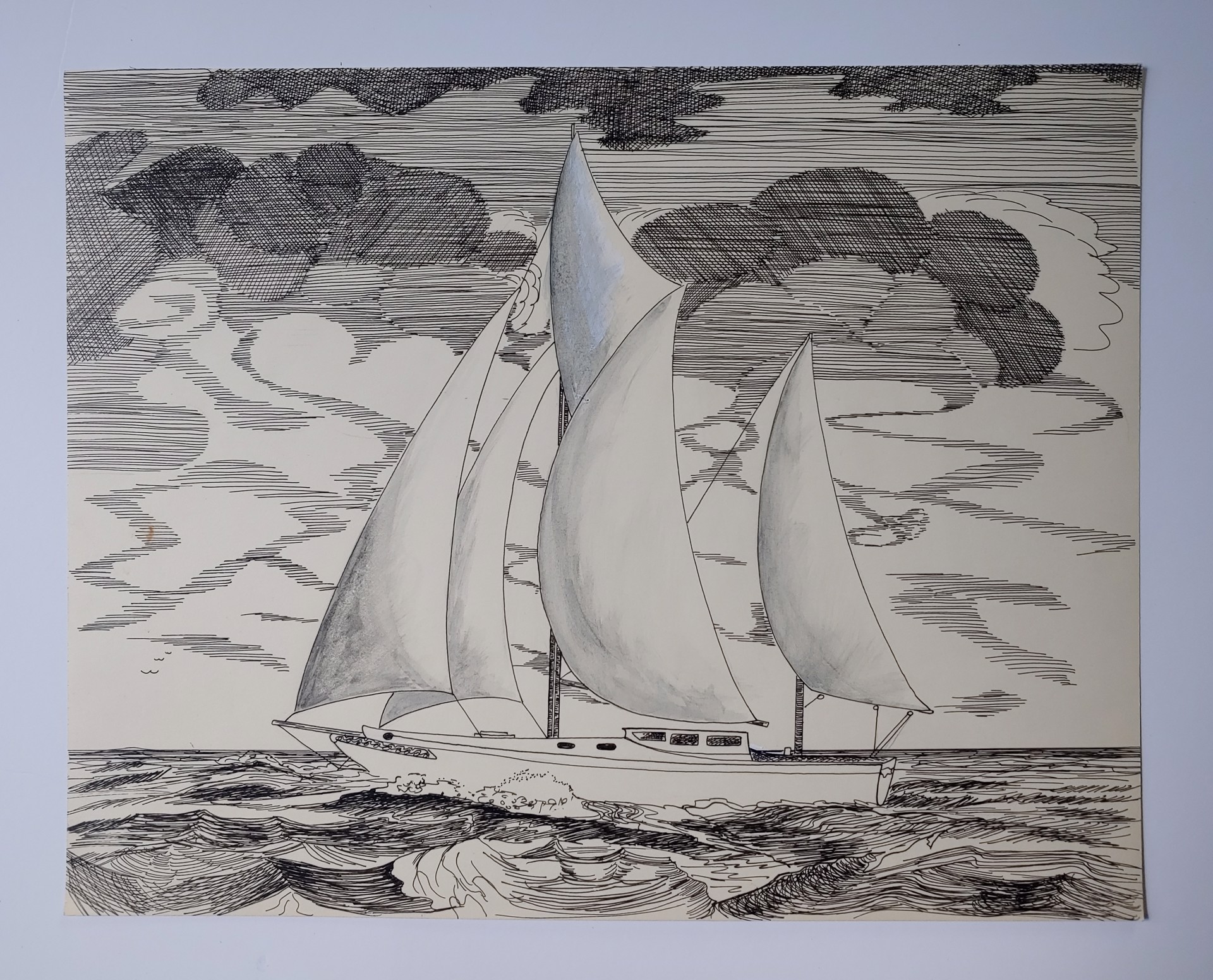Boat Drawing by David Amdur