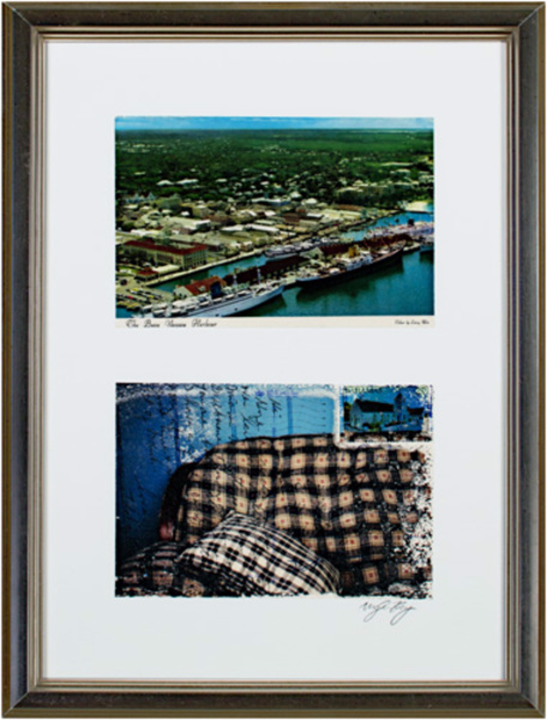The Busy Nassau Harbour after original postcard (front&back) by Meghan Ray