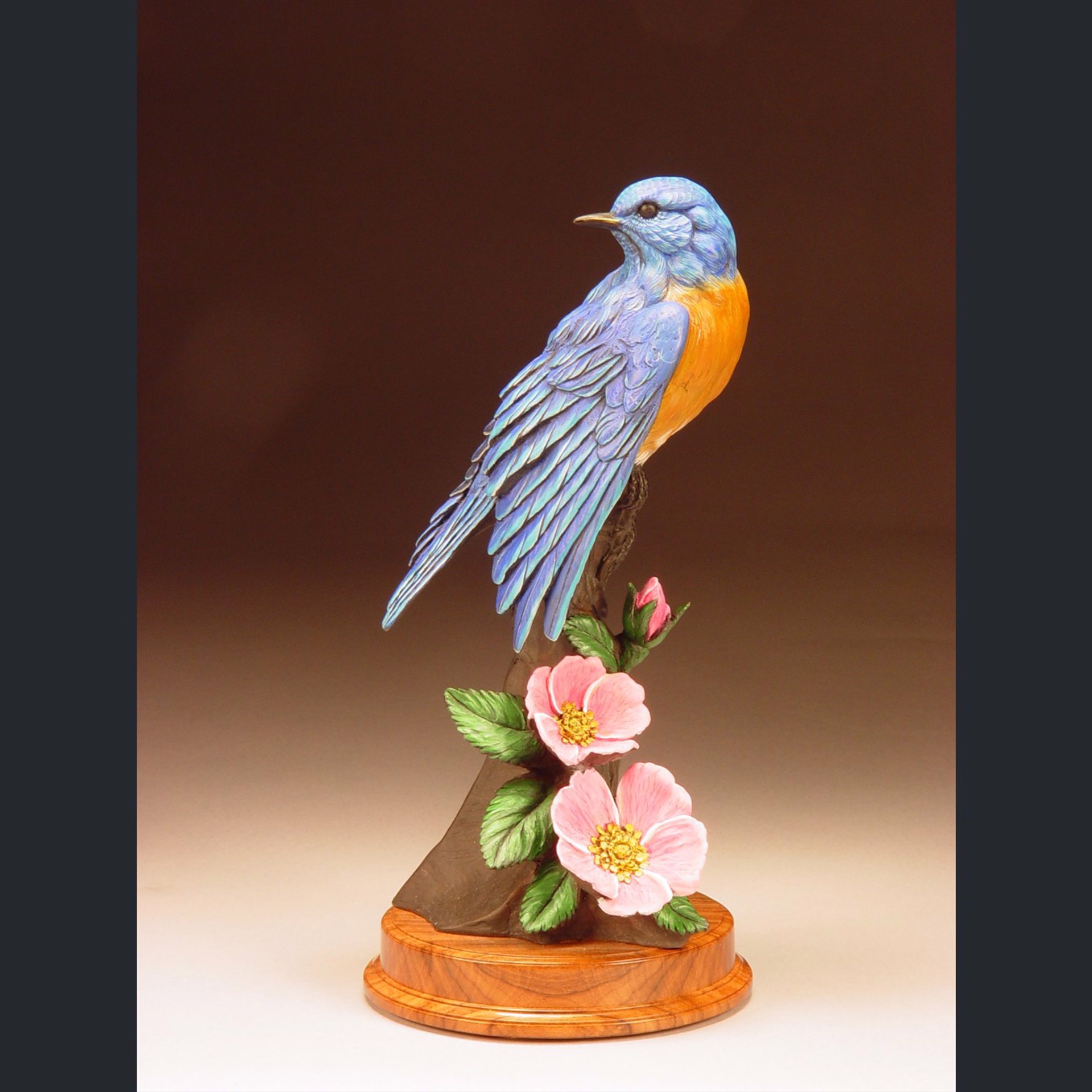 Western Bluebird and Wild Rose (Edition of 75) by Joan Zygmunt
