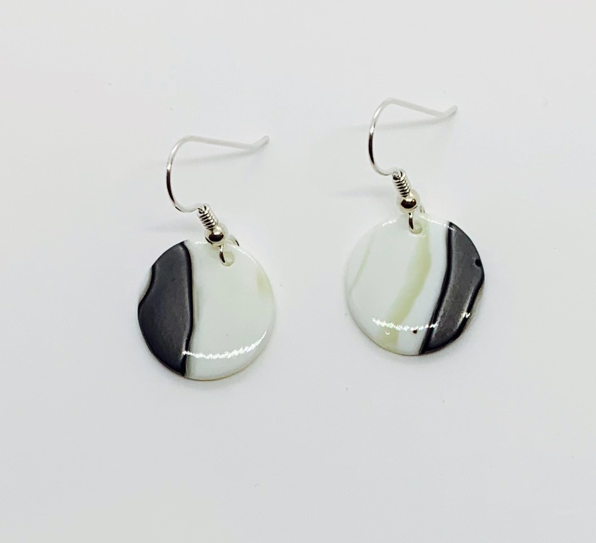 Molten Earrings - Round - Linen/Silver by Chris Cox