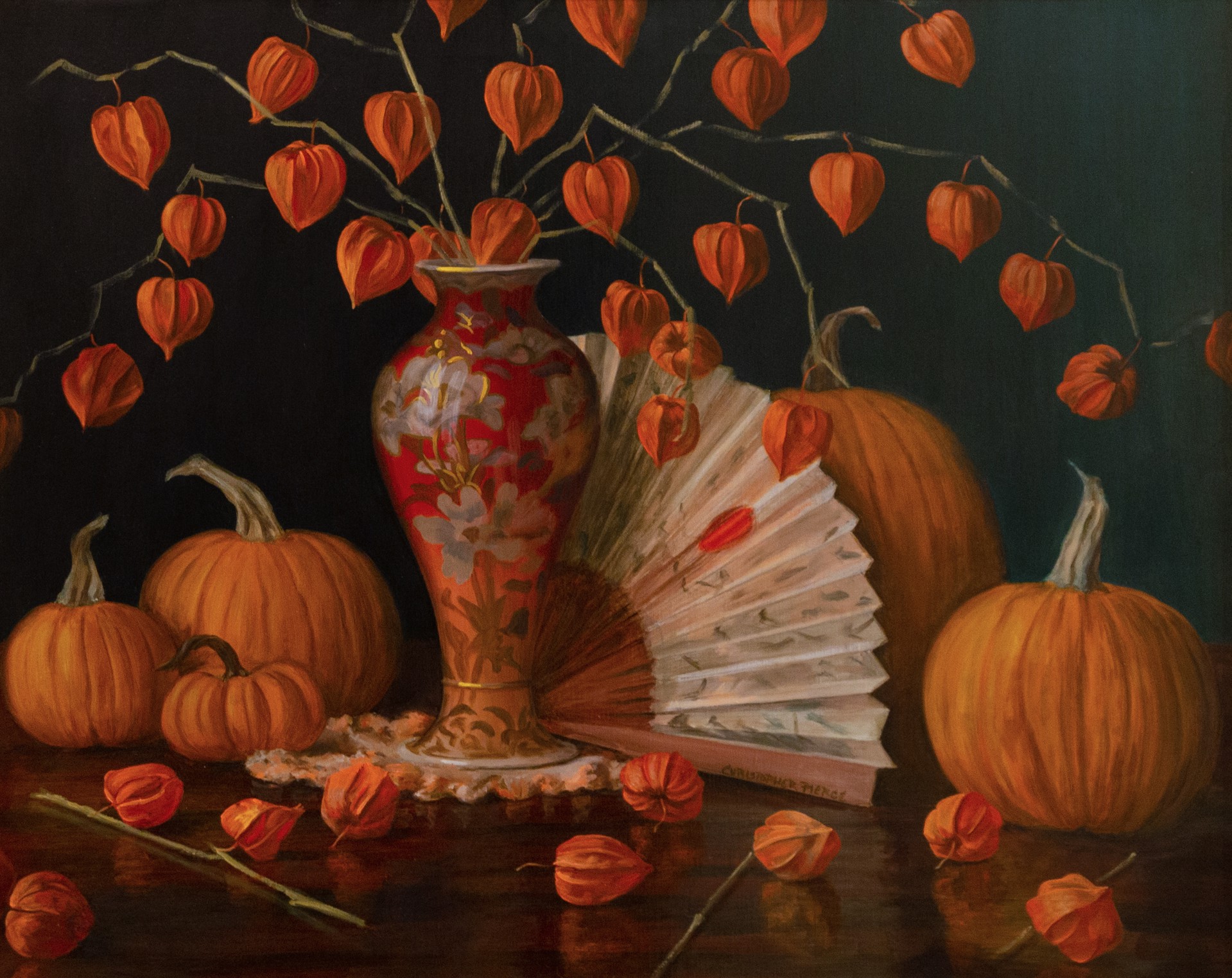 Chinese Lanterns with Fan by Christopher Pierce