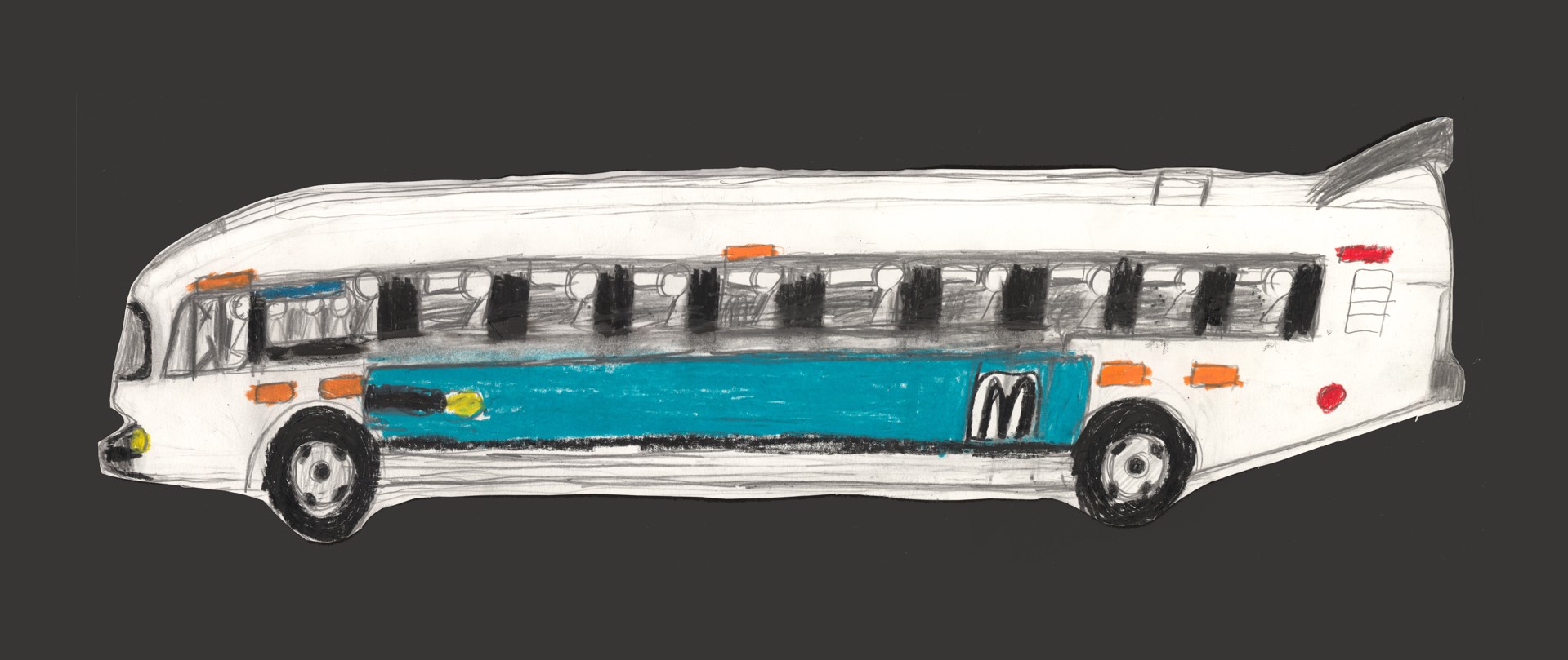 Bus with Teal Stripe by Michael Haynes
