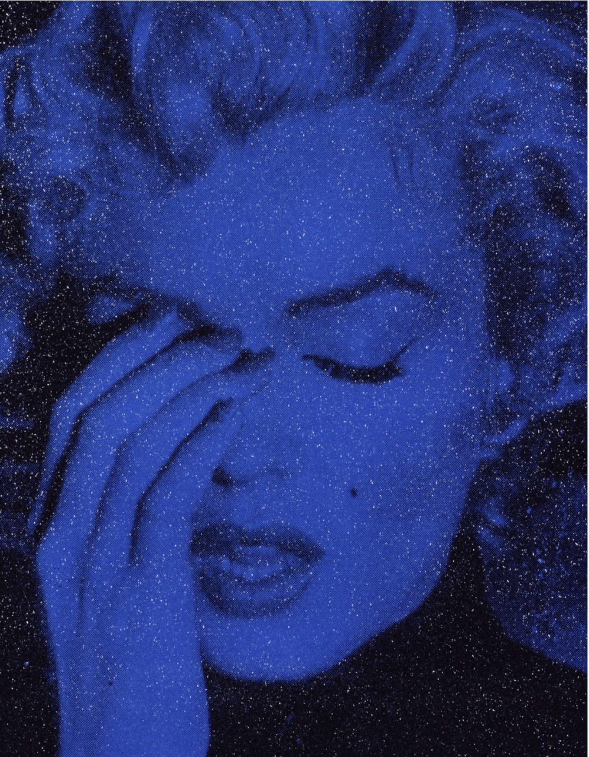 MARILYN CRYING CALIFORNIA - Half Moon Blue by Russell Young