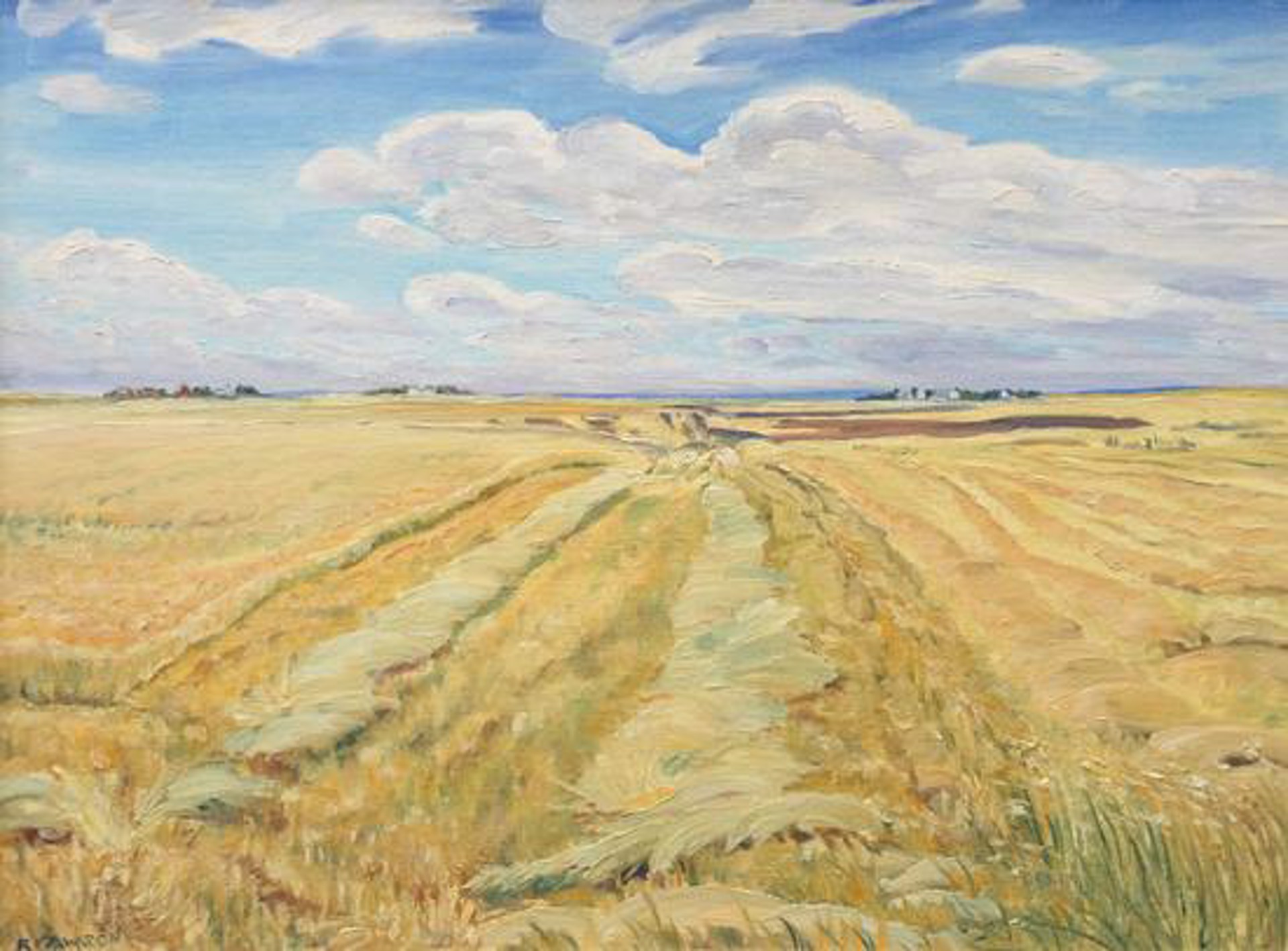 Cutting Oats & Wheat, 1976 by Ruth Pawson (1908-1994)