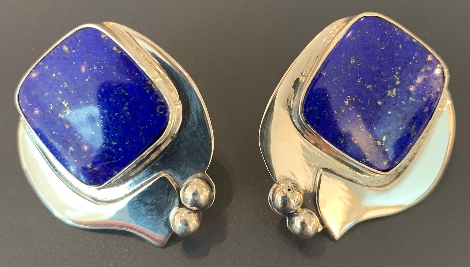 Sterling Lapis Post Earring by Anne Forbes