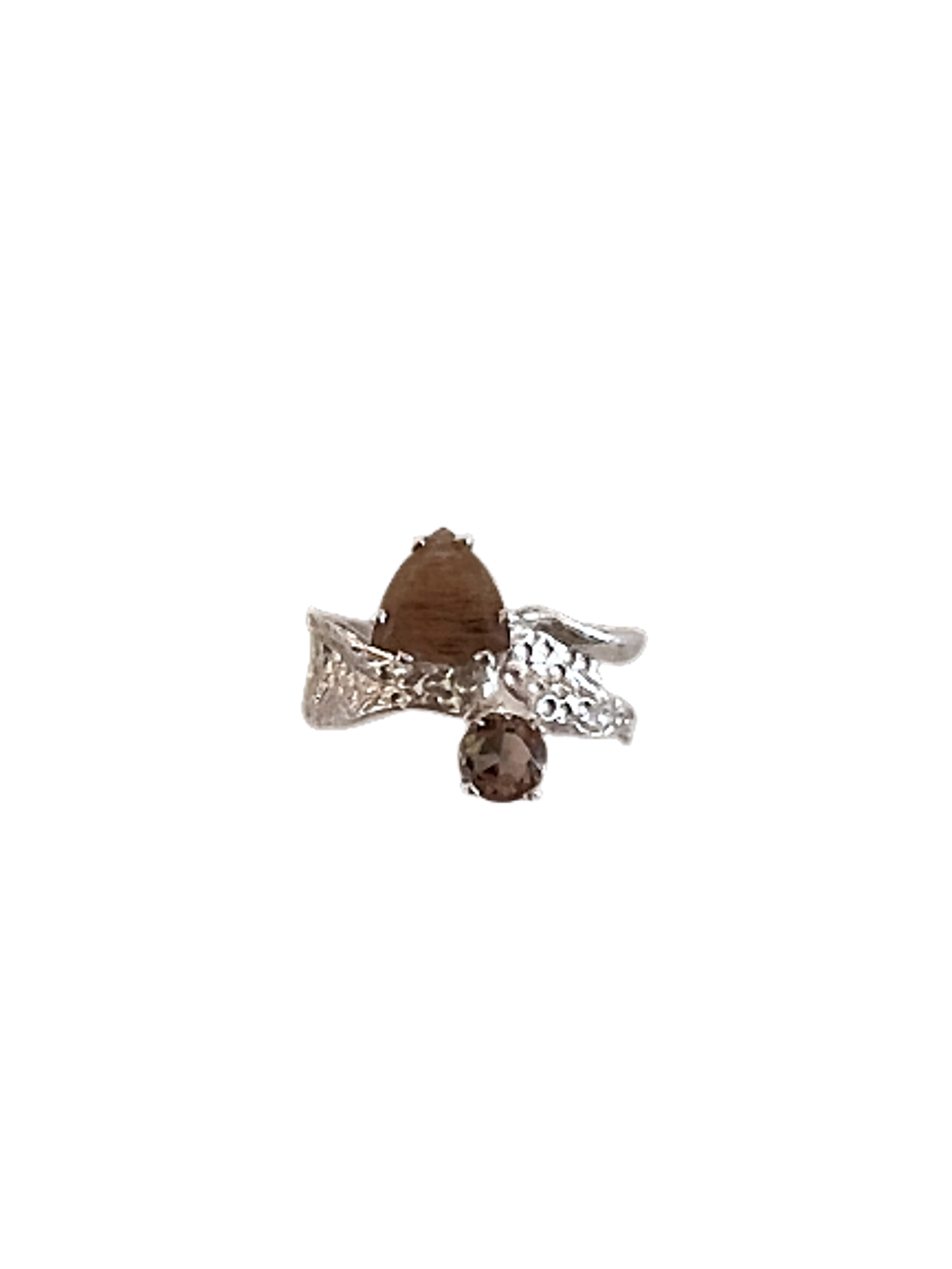 Ripple Ring Duo - Sunstone & Quartz by Kristen Baird