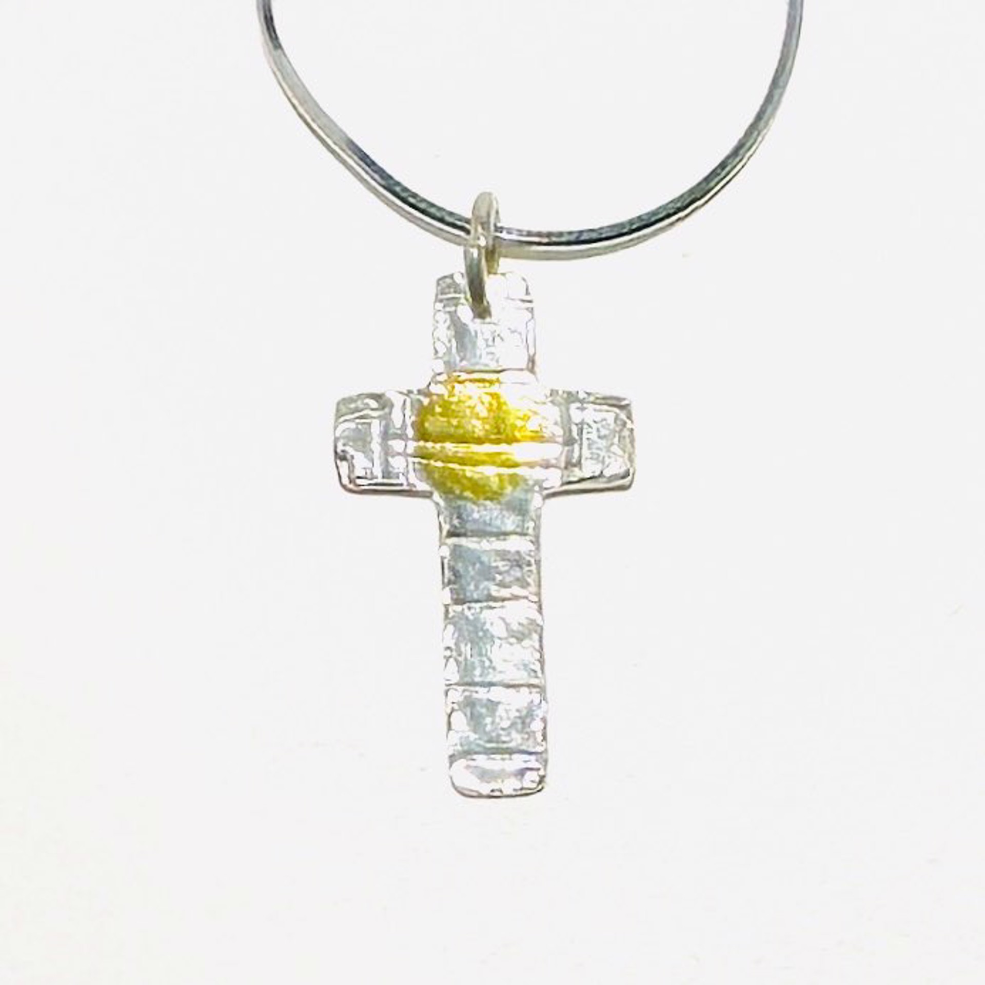 Keum-boo Fine Silver and Gold Reversible Cross Necklace KH23-45 by Karen Hakim