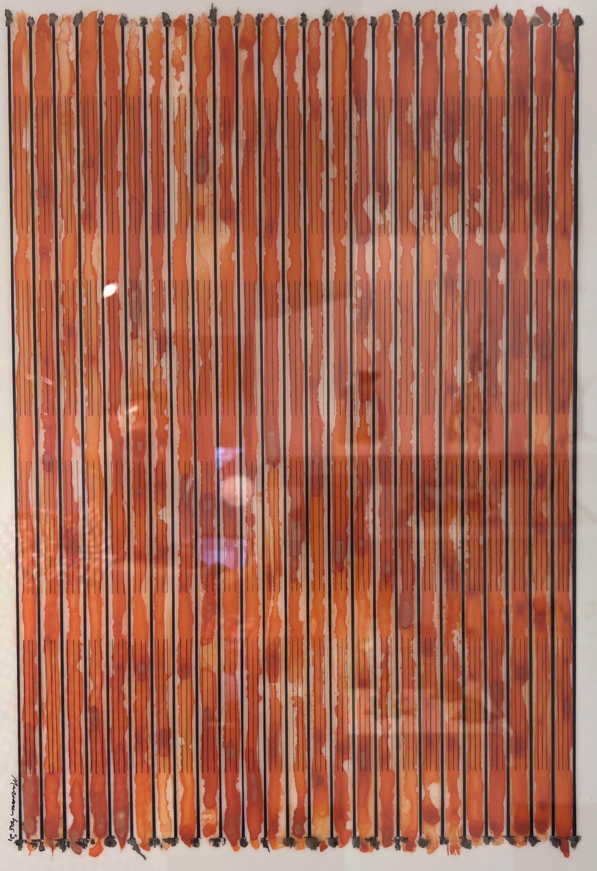 Encaustic Monotype Orange Stripes by Winston Mascarenhas