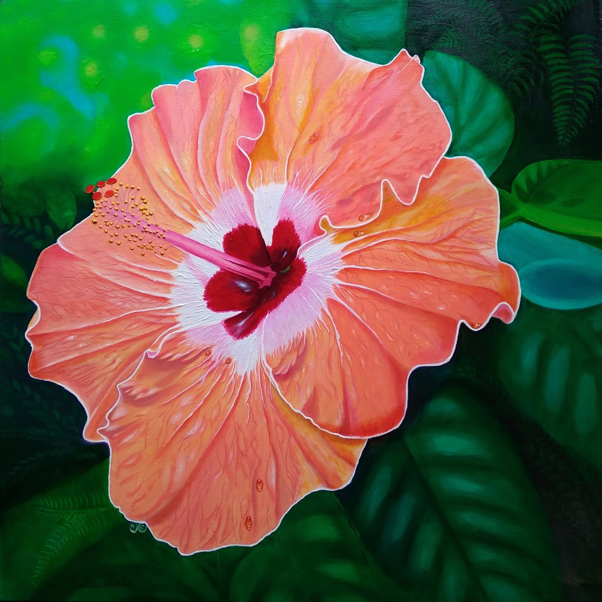 Peach Hibiscus by Galina Lintz