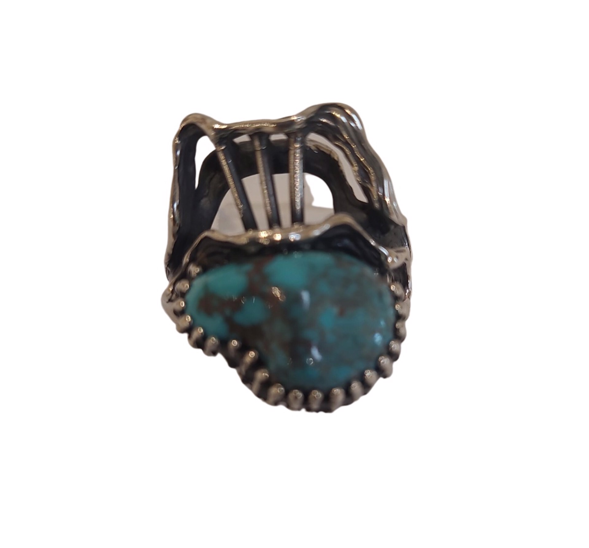 Ring Sterling Silver with Bisbee Turquoise Size 7 BKN 511 by Ken and Barbara Newman