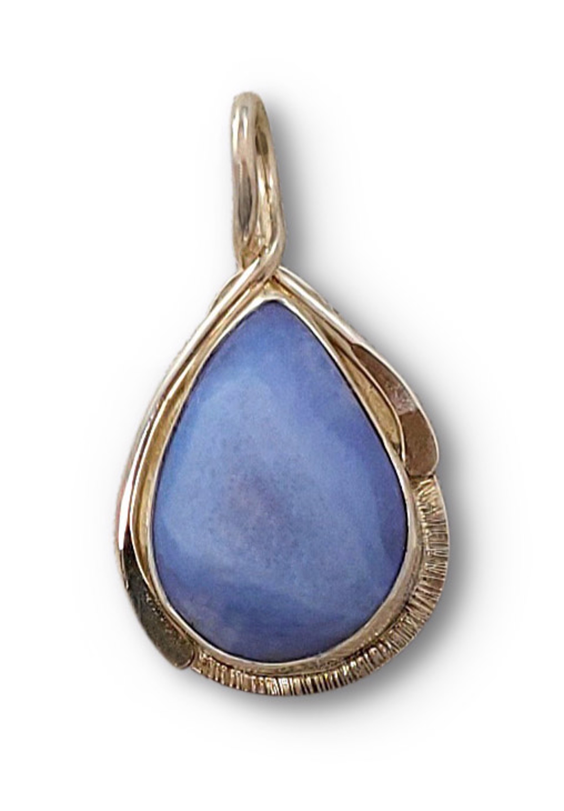 Sterling Silver Tear Drop Pendant with 30mm x 20mm Mexican Blue Lace by Leslie Eggers