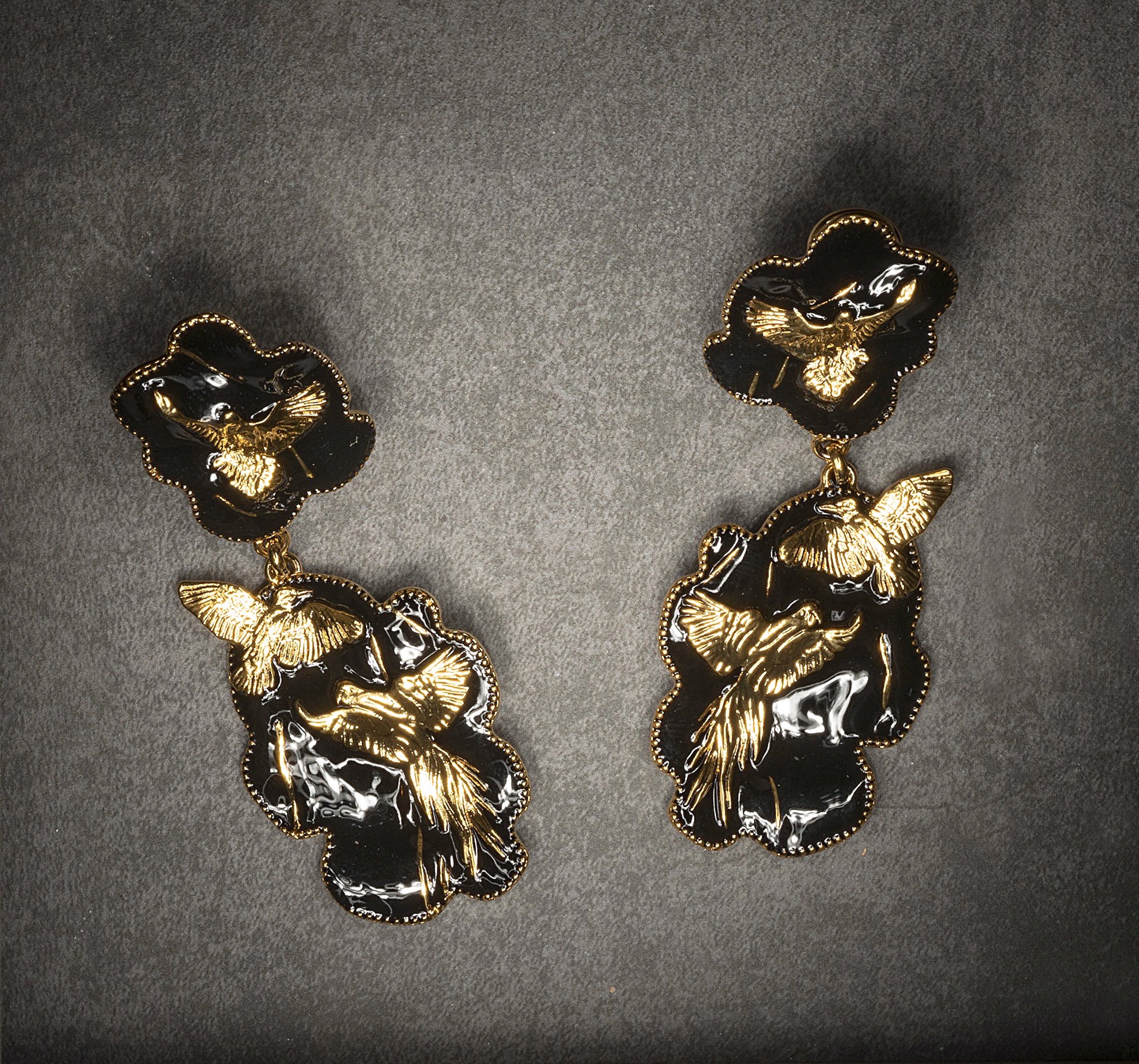 Arise Earrings - Gold and Black by Angela Mia