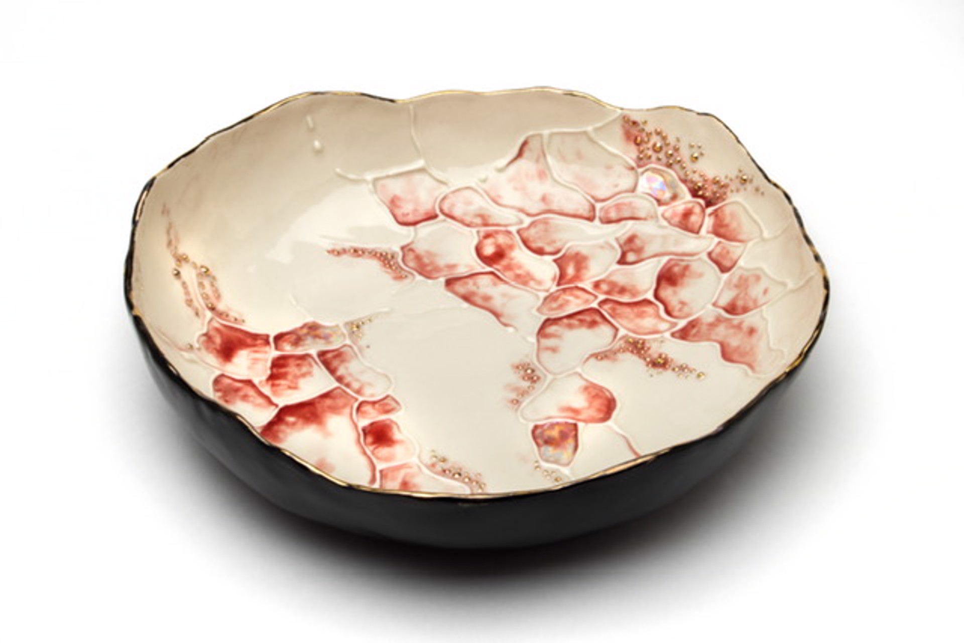 X-Large Black & Red Bowl by Maria Bruckman