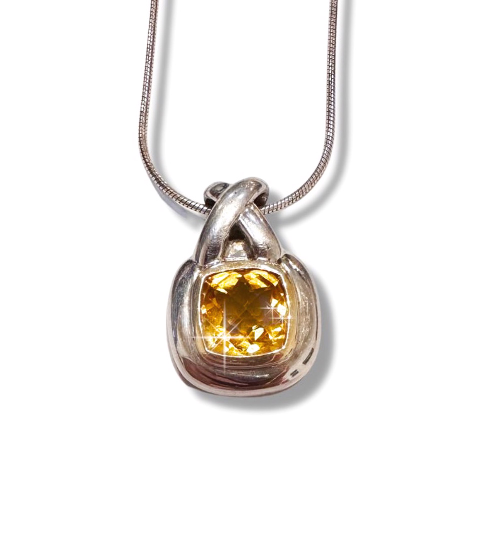 Pendant - XO Citrine in Sterling Silver with 14KT Gold Surround by Joryel Vera