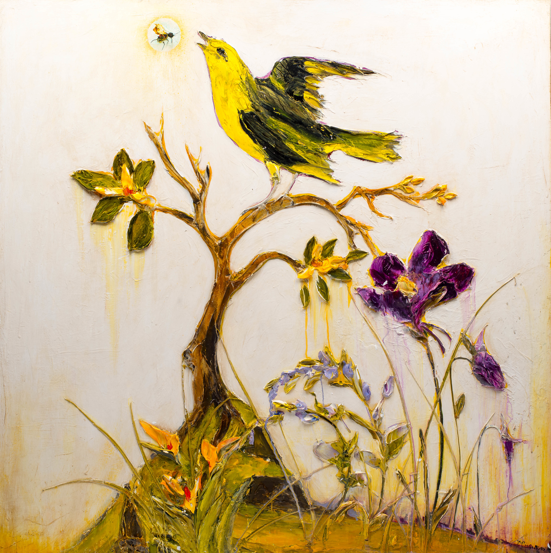WILDFLOWERS, BIRD AND BEE by JUSTIN GAFFREY