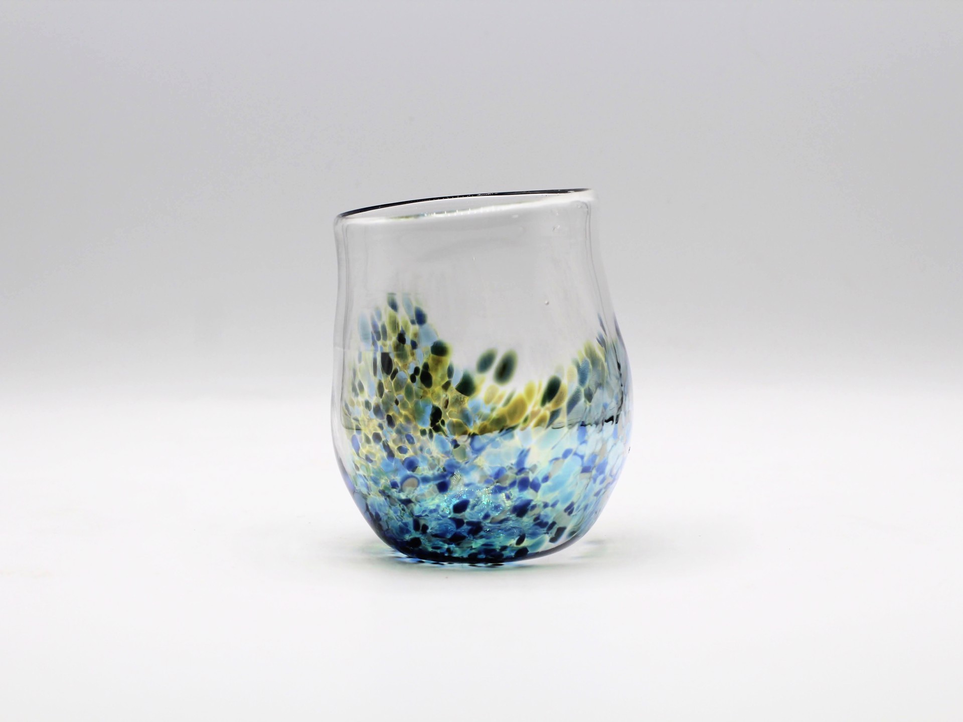 Round Bottom Hand Blown Glass Cup - Blue by Katie Sisum