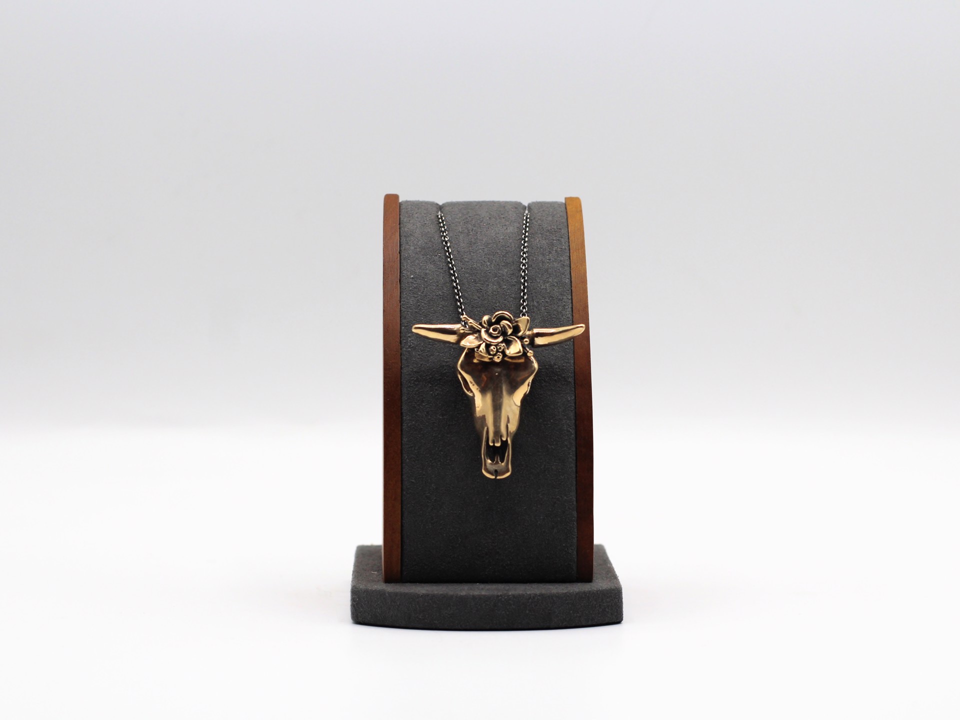 "Frida" Cow Skull Necklace - High Polish Bronze by Louisa Berky