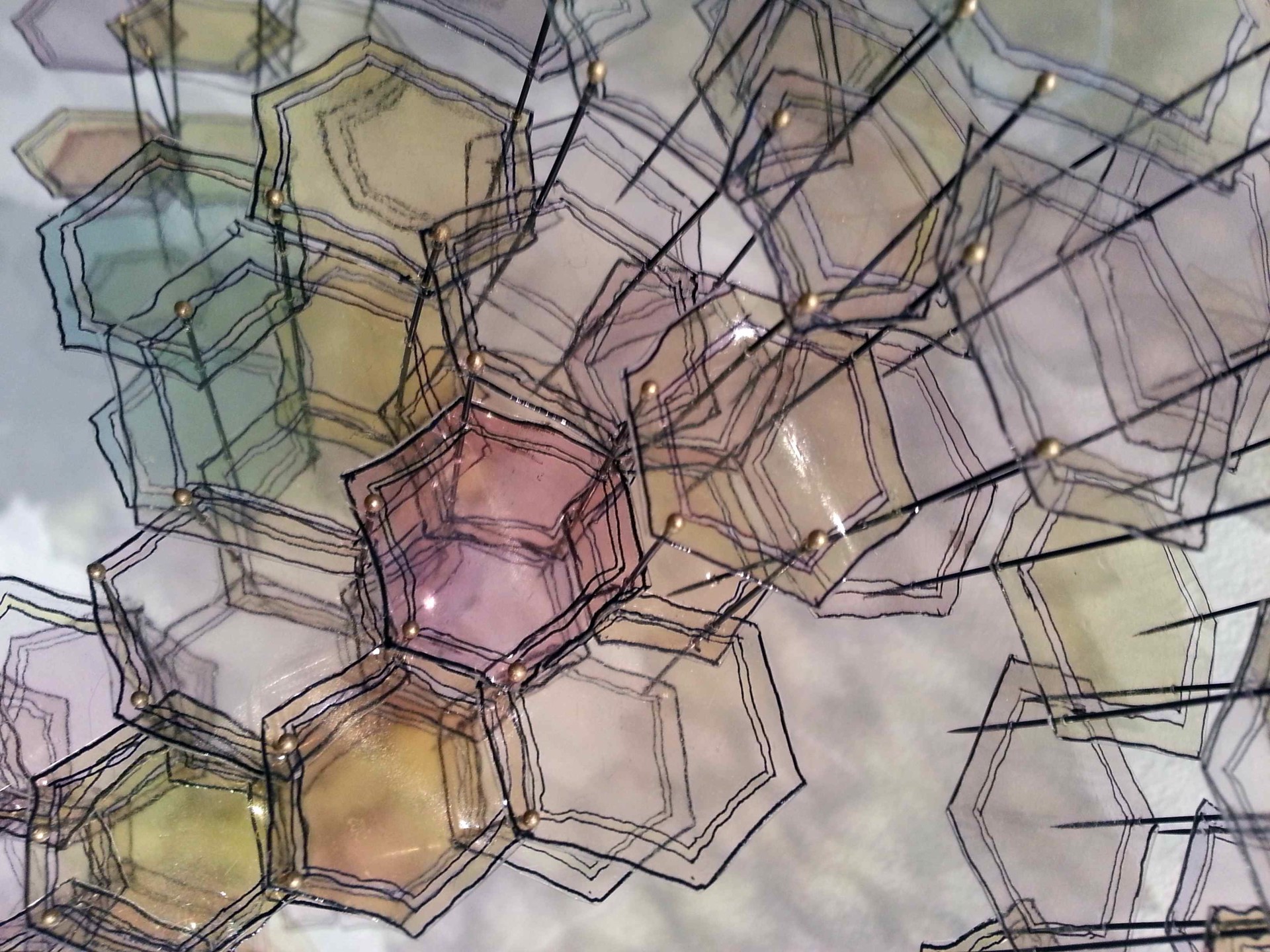 Pink and Gold Hexagons #1 (detail) by Paul Booker