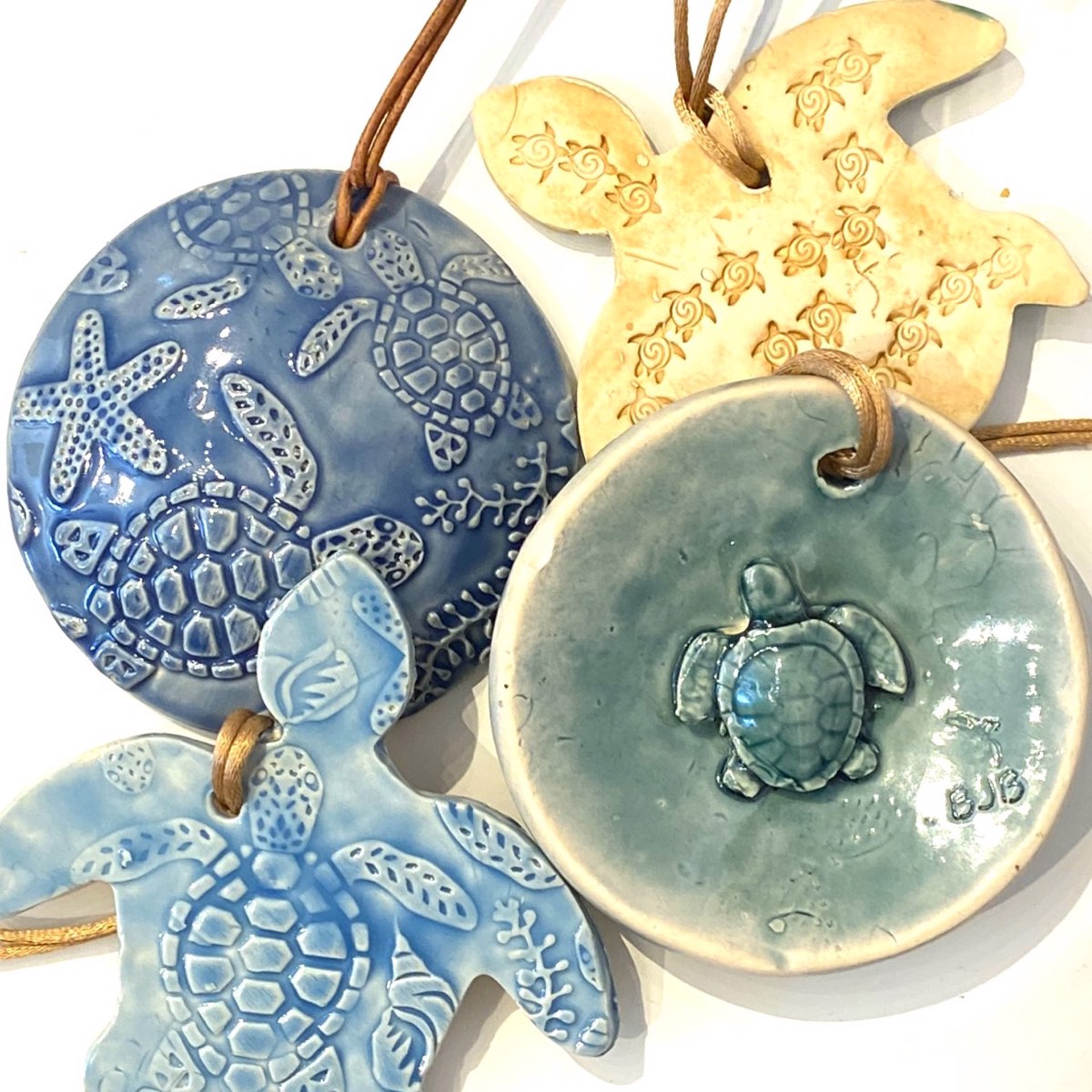 BB23 Turtle Ornaments Two Sided~Various by Barbara Bergwerf, ceramics