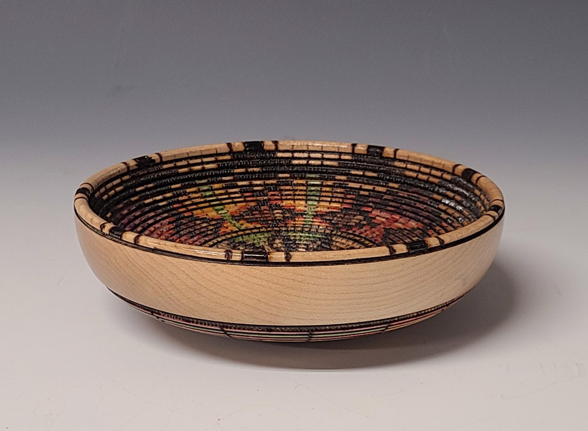 Purple Green Yellow Flat Footed Bowl by Keoni