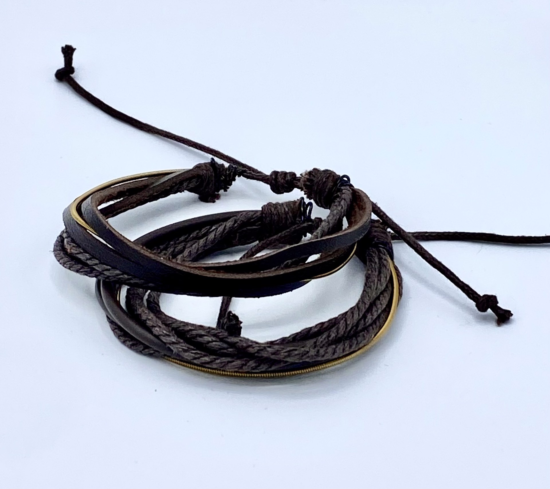 Guitar Golden String Brown Leather Bracelet by String Thing Designs