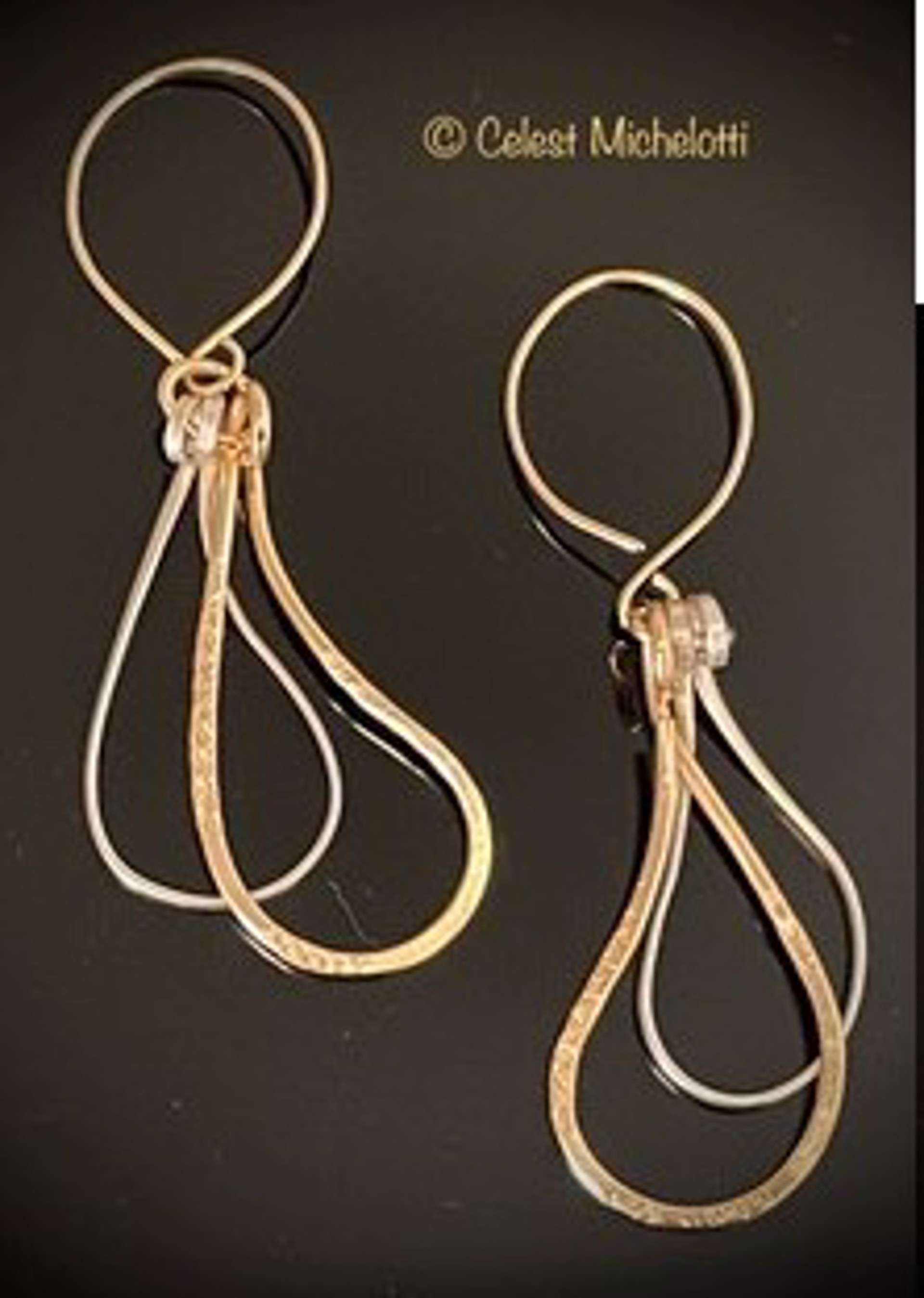 Swirls earrings, double drop by Celest Michelotti