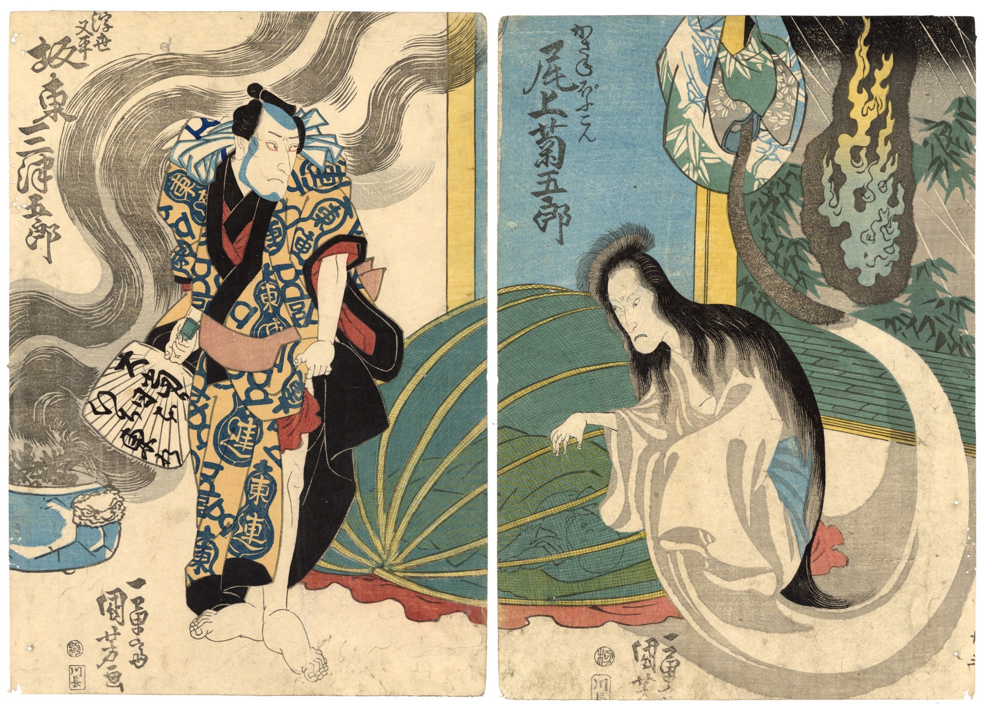 Kabuki Play "Tenjiku Tokube Ikoku Banashi" by Kuniyoshi