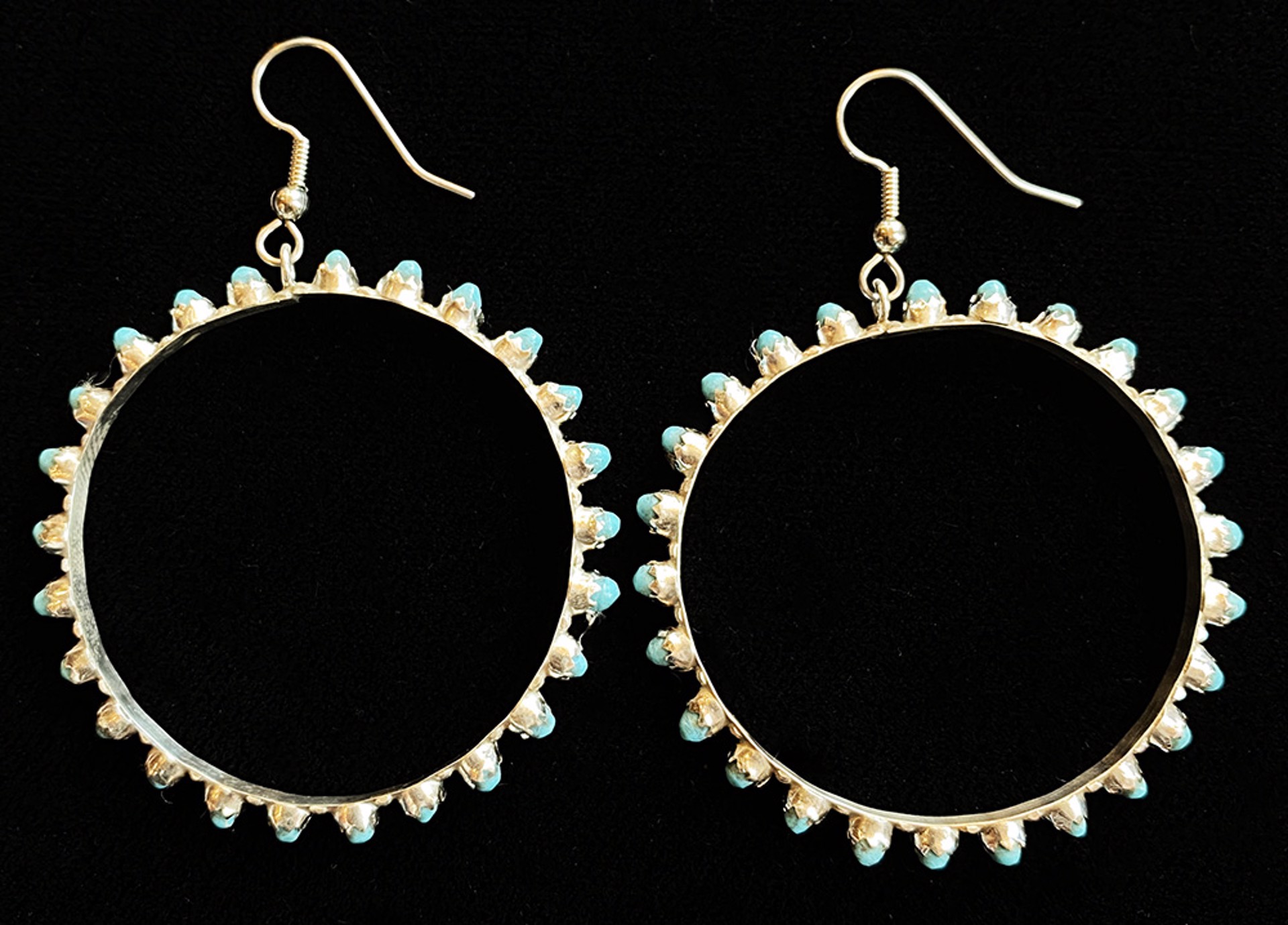 Turquoise Studded Hoops by Artist Unknown