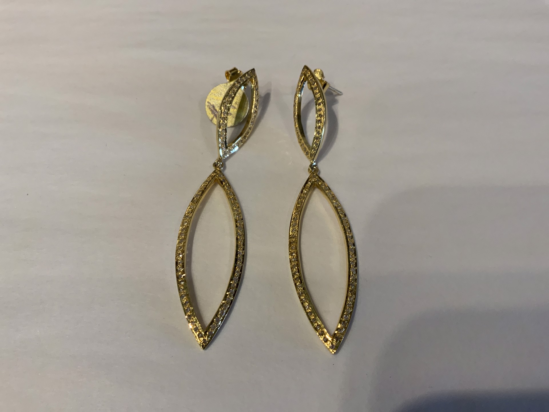 Gold Vermeil and Pave Diamond Post Earrings by Karen Birchmier