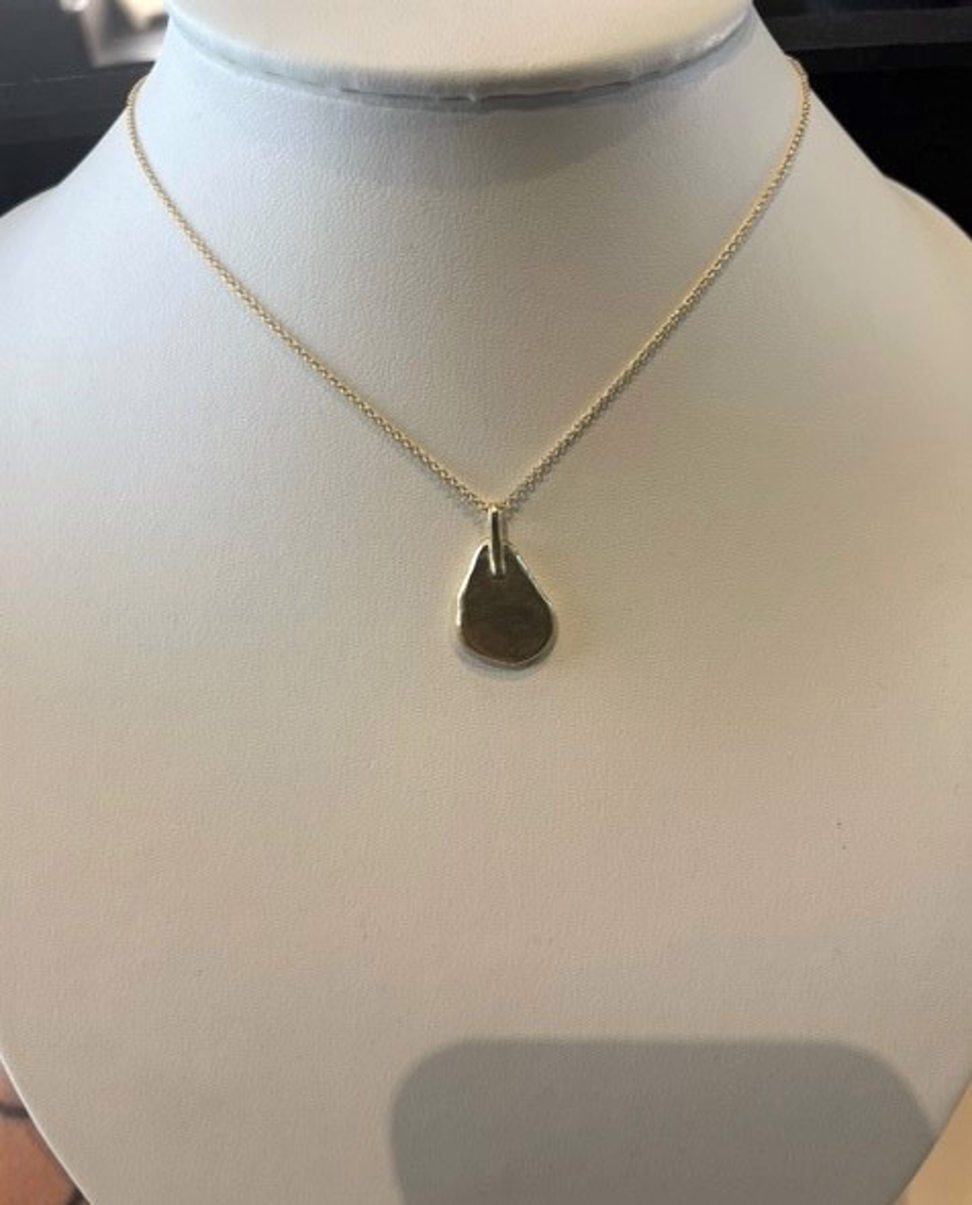 LHN04- Flat Teardrop Necklace 18k gold by Leandra Hill