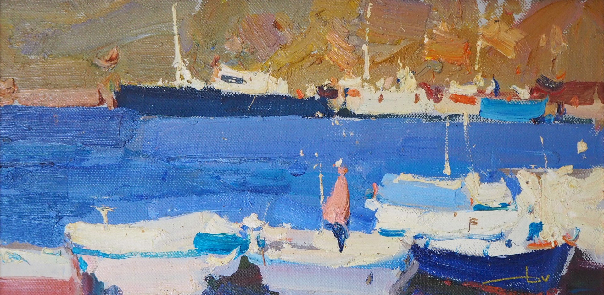 "Boats" original oil painting by Daniil Volkov