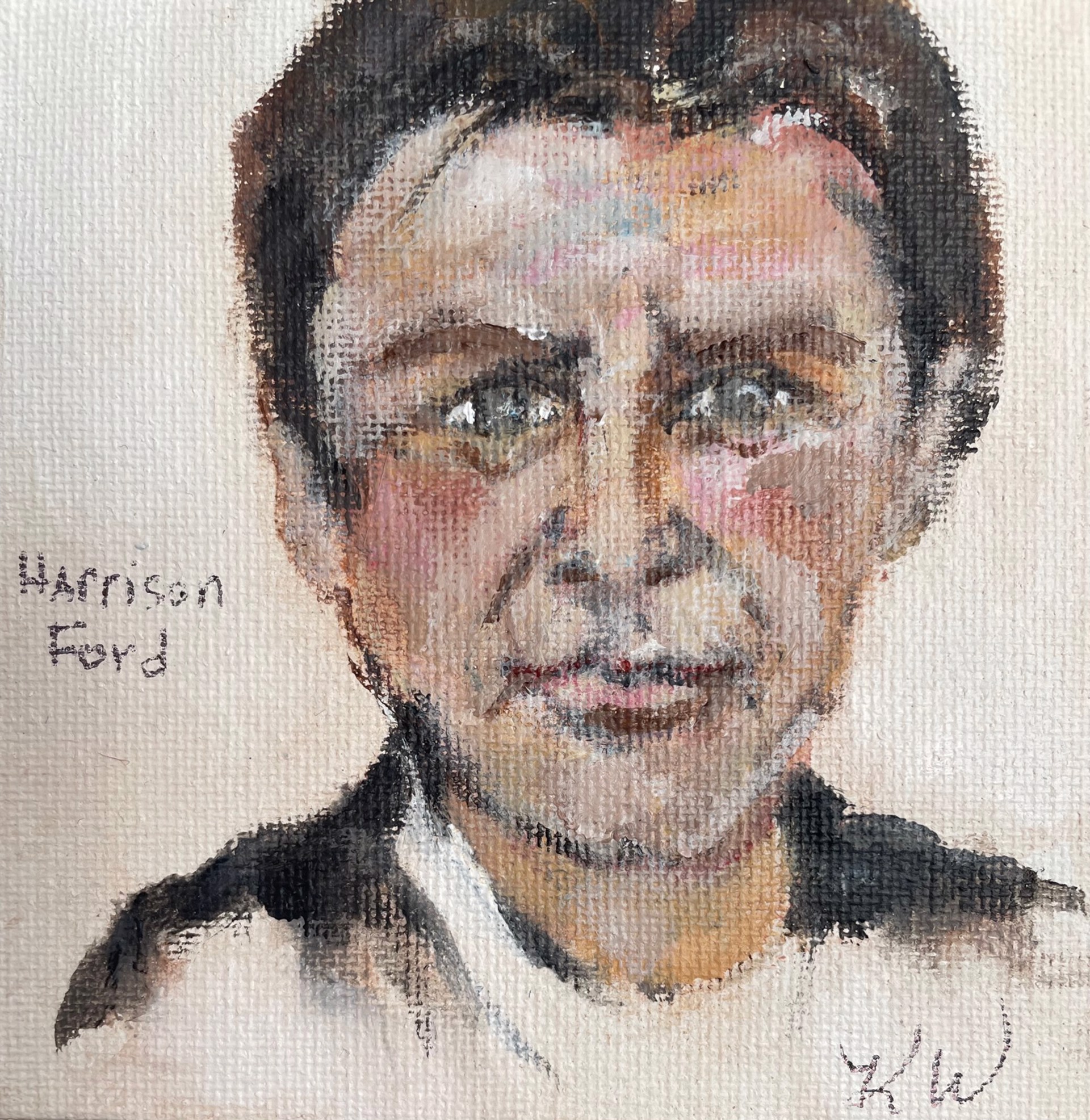 Harrison Ford Mini Painting by Kathy Willingham