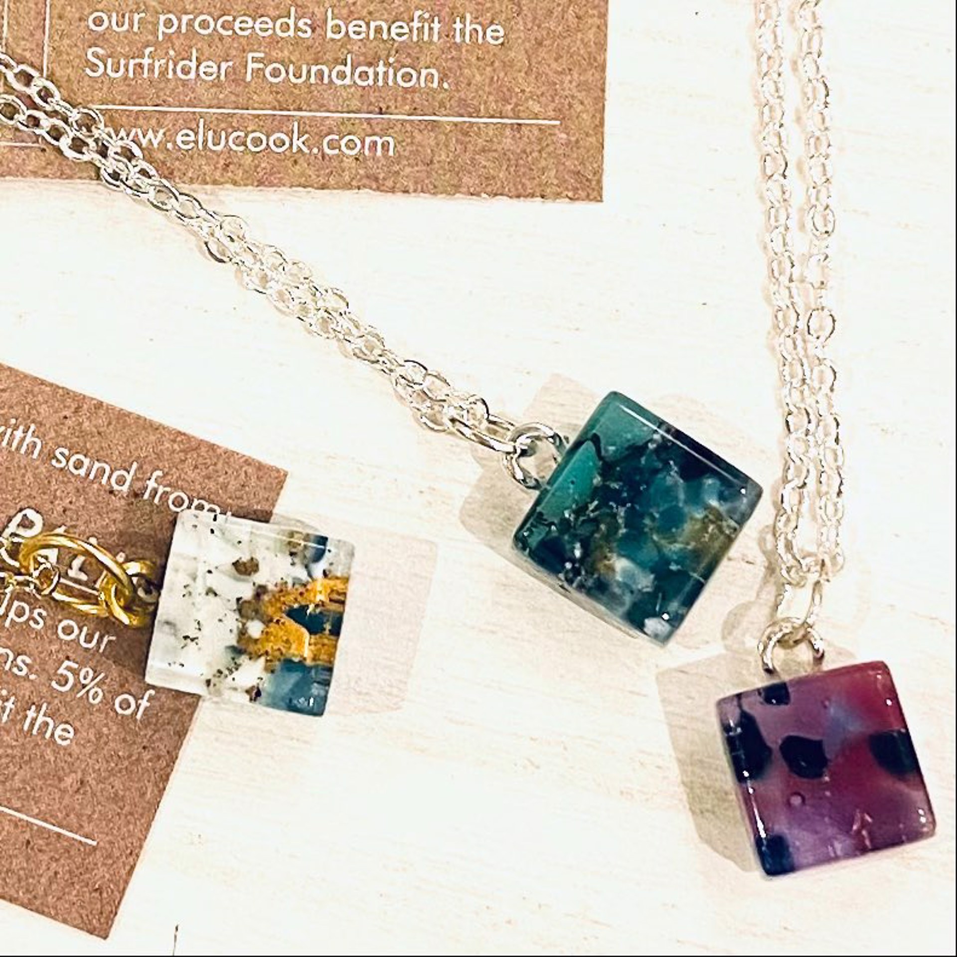 EC22  Mini Square Necklace, Various by Emily Cook
