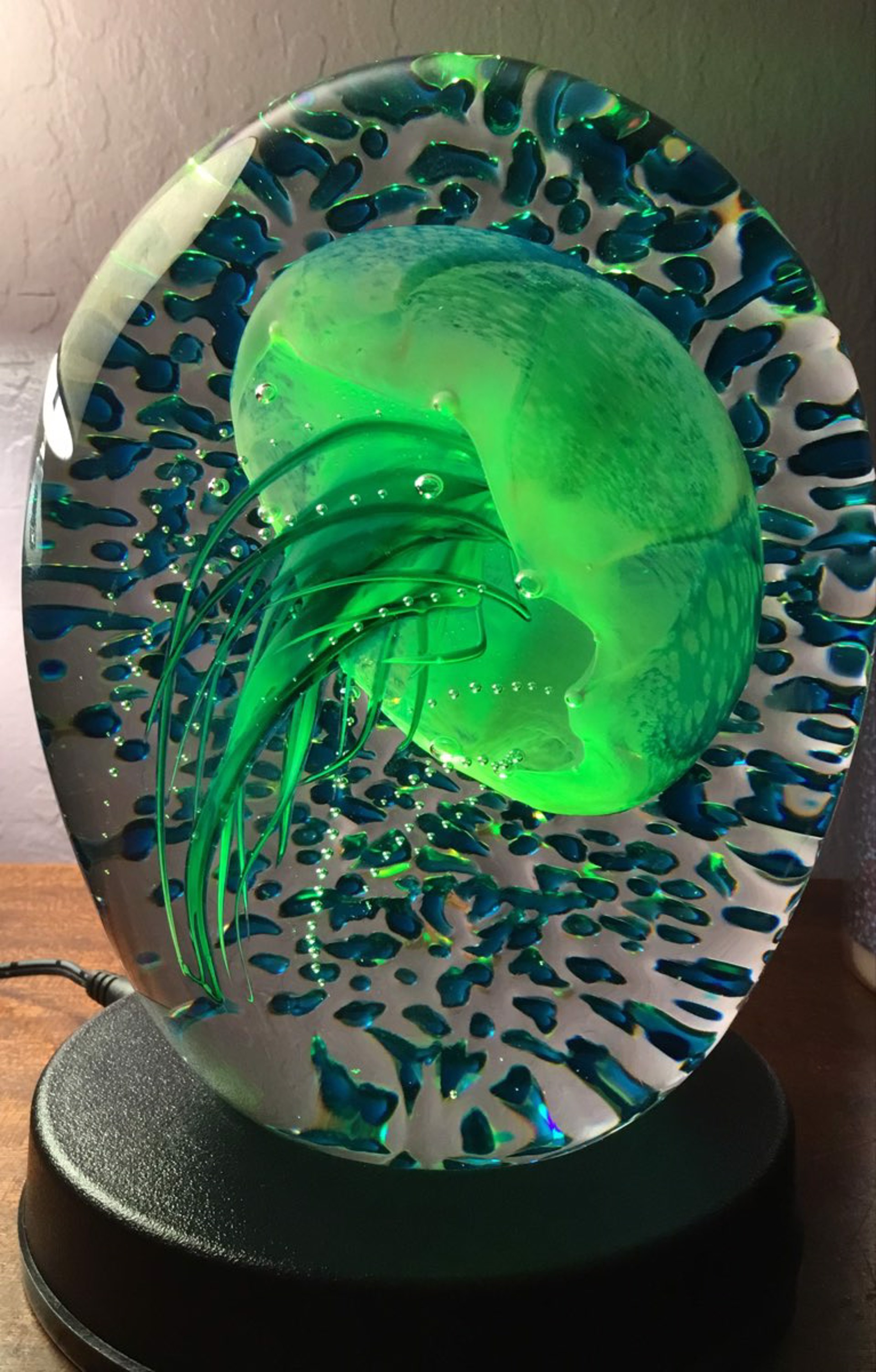 Blue/ Green Ripple Jelly by Hot Island Glass